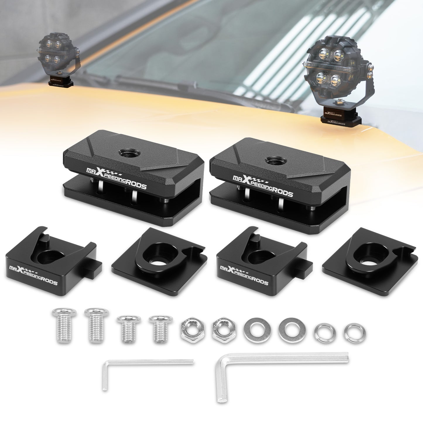 Universal LED Light Hood Brackets Quick Release Mount For Trucks SUV Pickup compatible for Jeep