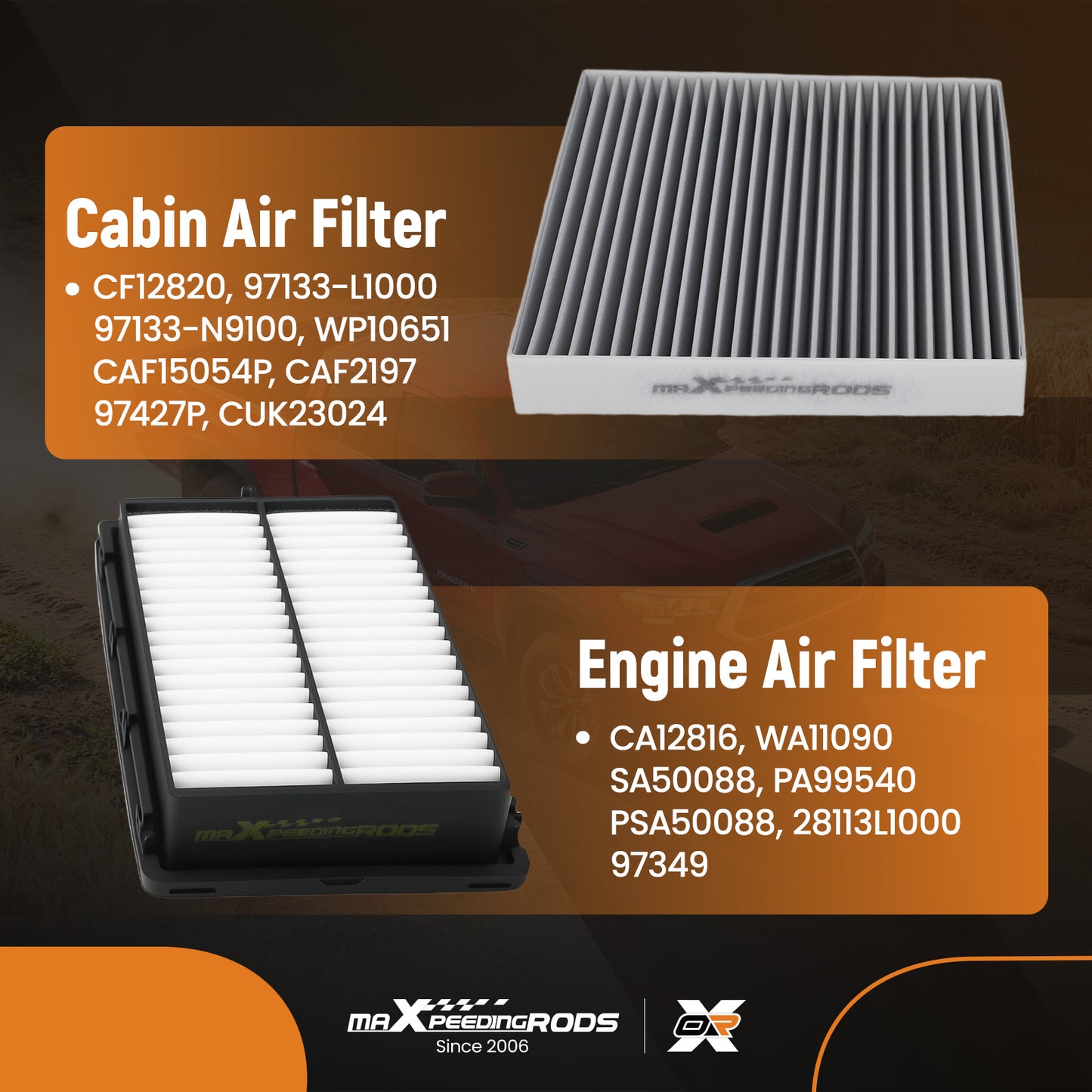 Engine Cabin Air Filter Kit compatible for Kia K5/Sorento 2.5L 21-2025 97133-L1000 PA99540