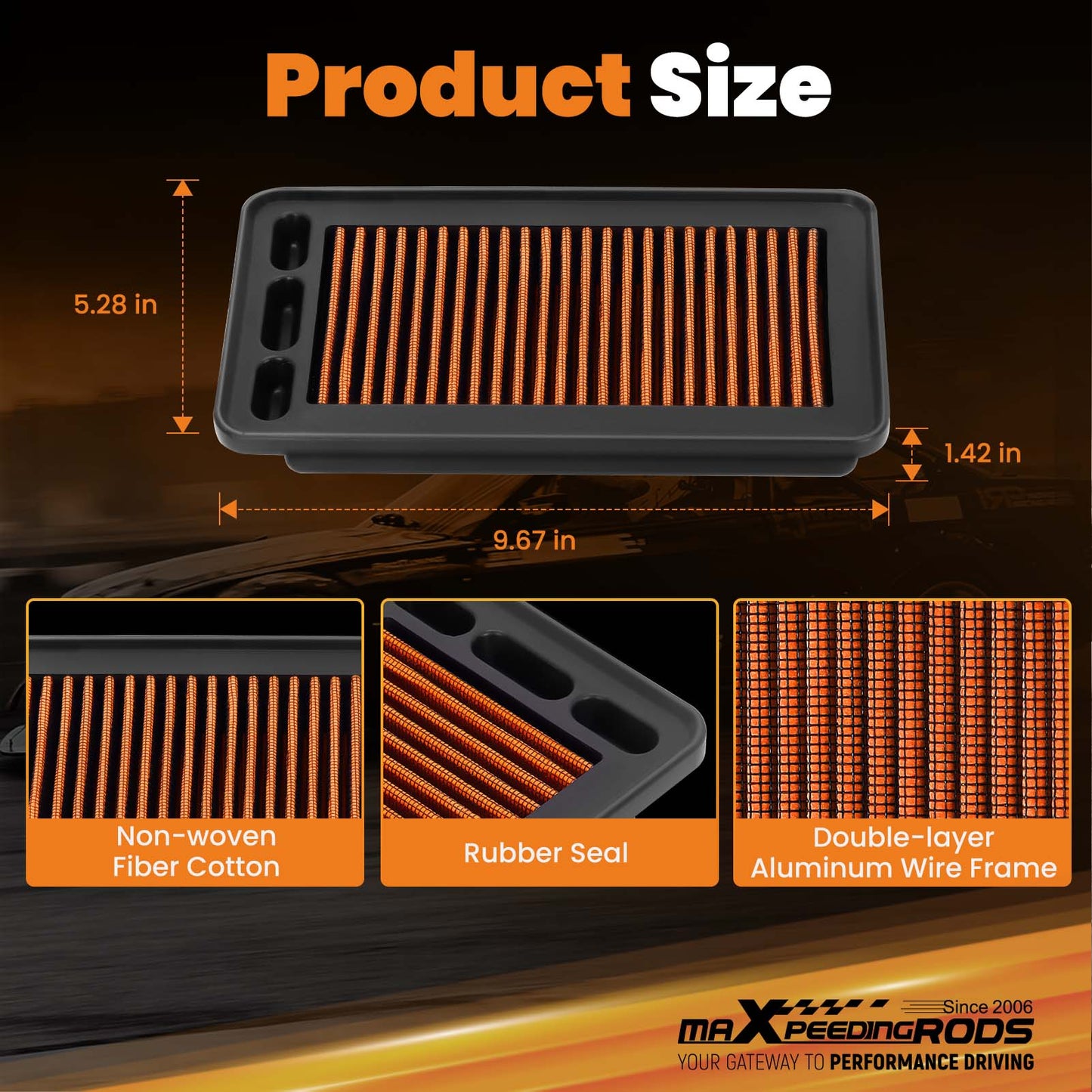Washable Performance Air Filter compatible for Honda (Civic L4 1.5L) 2014-2019