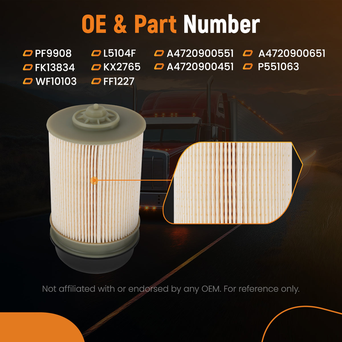 6Pack Fuel Filters compatible For Western Star 4700SB 4700SF 12.8L 2013-2019 PF9908