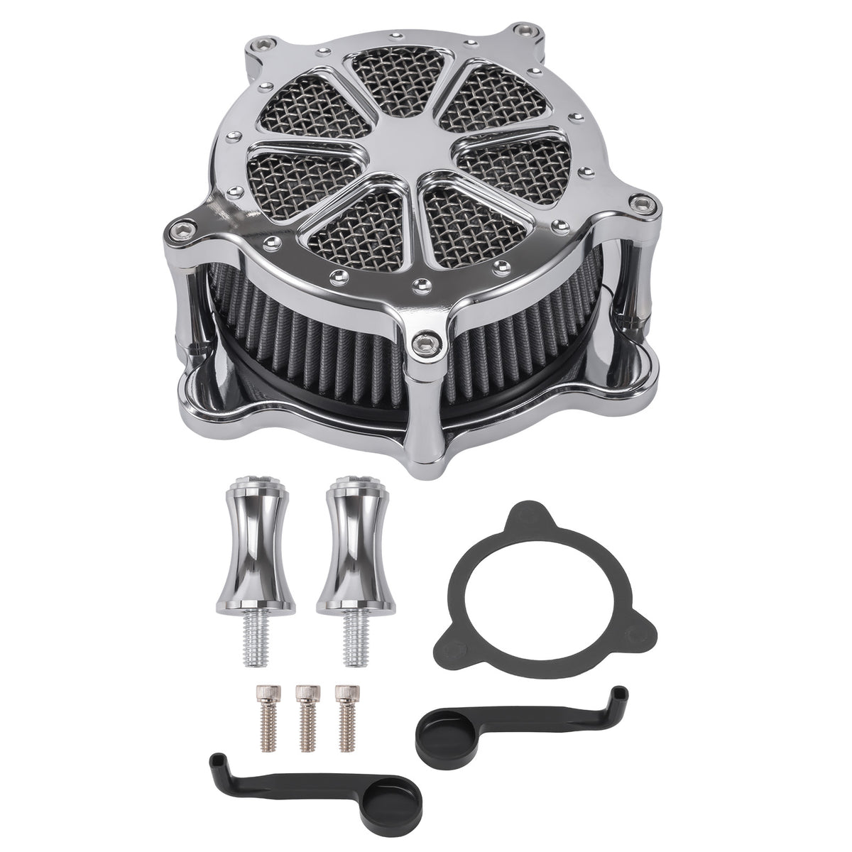 Chrome CNC Air Cleaner Intake Filter System compatible For Harley Touring 2008-16
