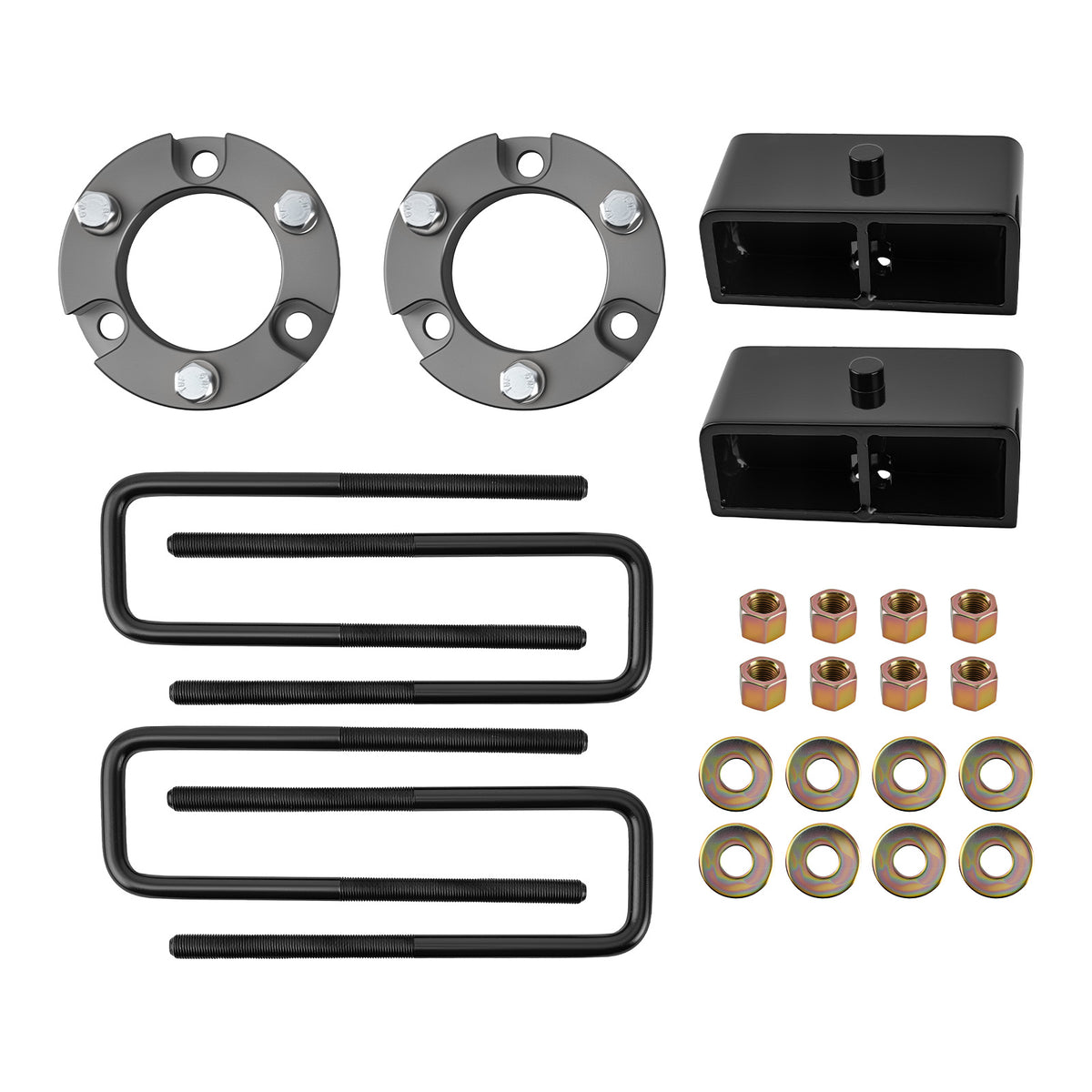 3 Front + 2 Rear Lift Spacer Kit w/U-Bolts compatible For Toyota Tundra 99-06 Black