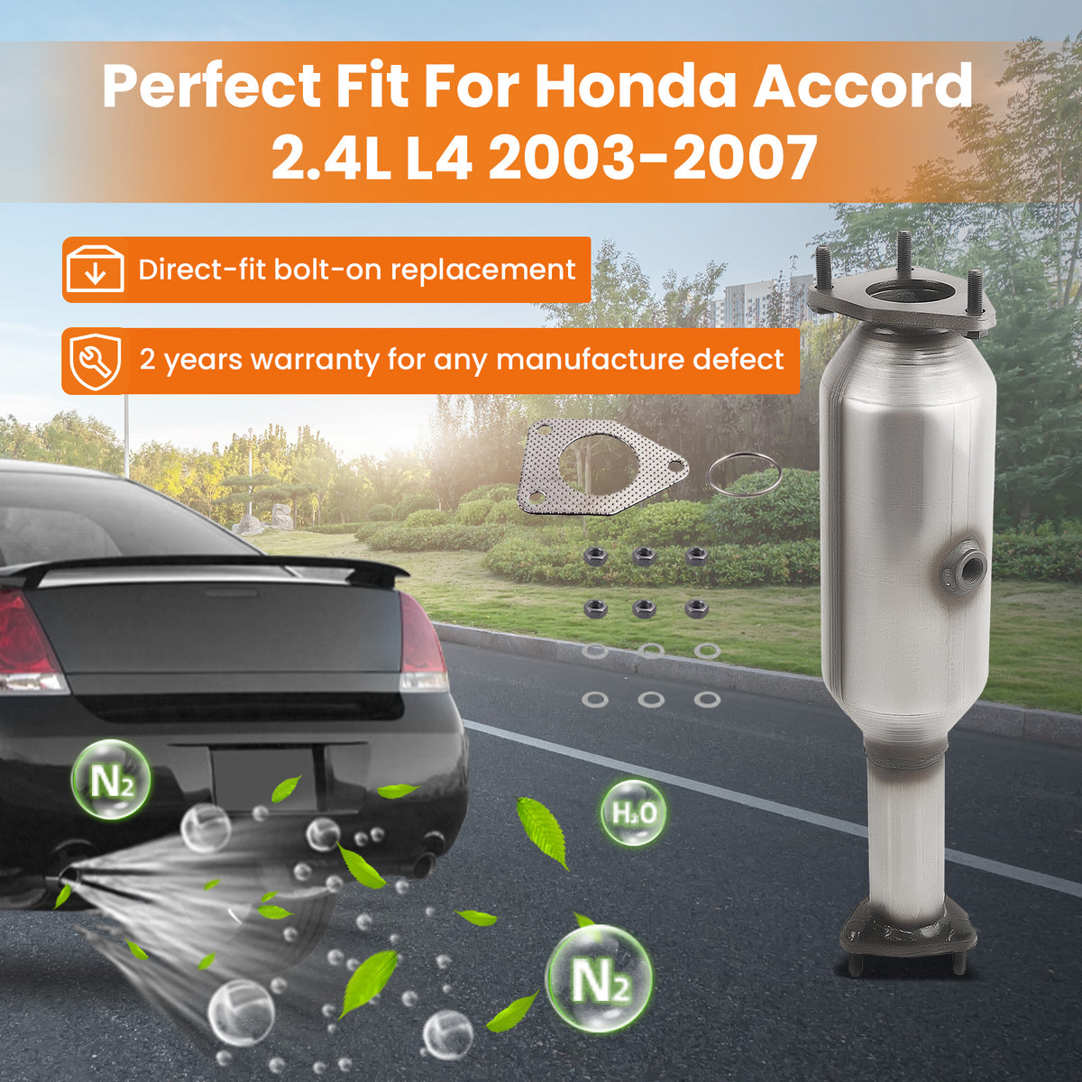 Catalytic Converter compatible For HONDA ACCORD 2003-2007 2.4L w/ Gasket 400cells 4.25
