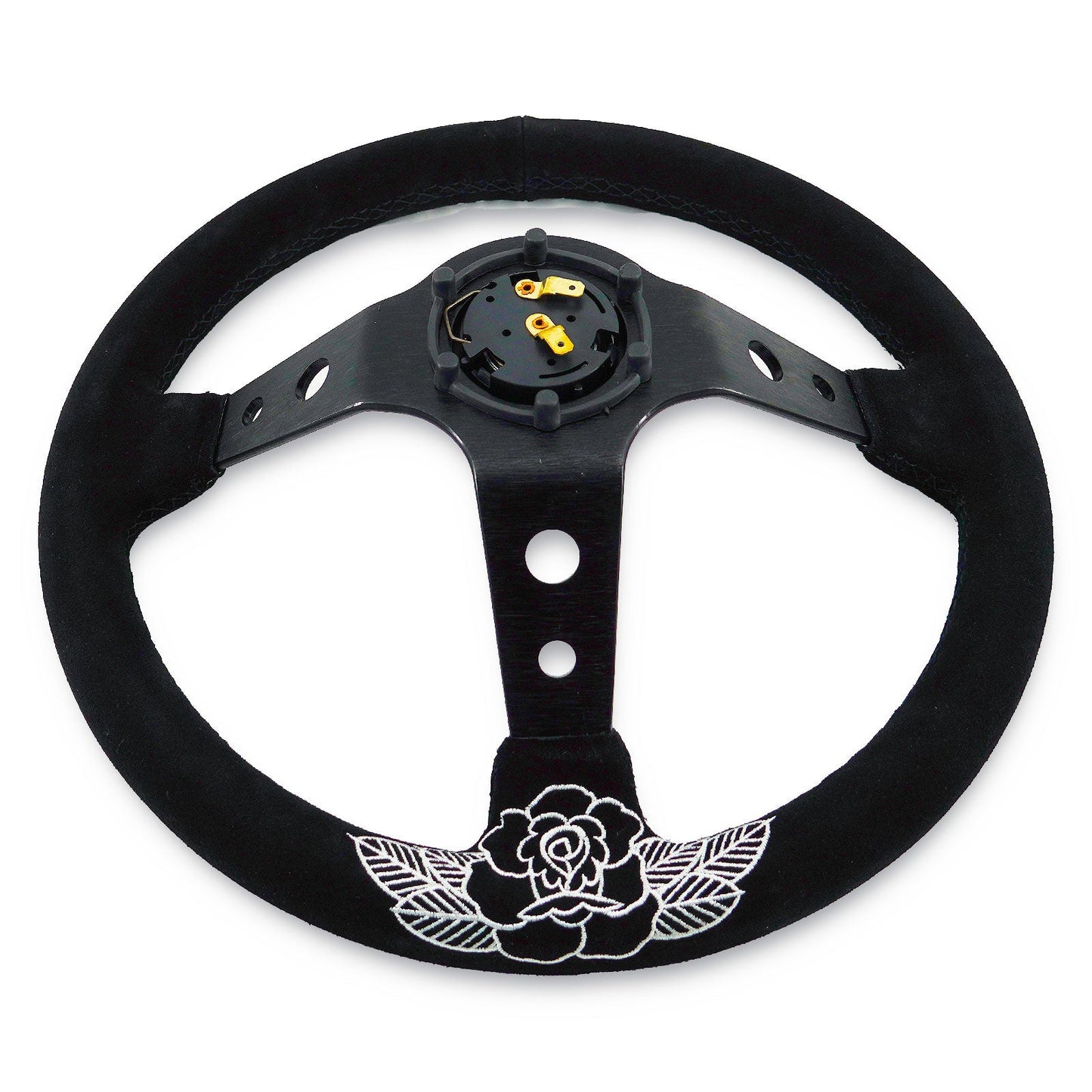 BW Rose Deep Dish Steering Wheel + Short Hub Adapter Kit For Honda Acura