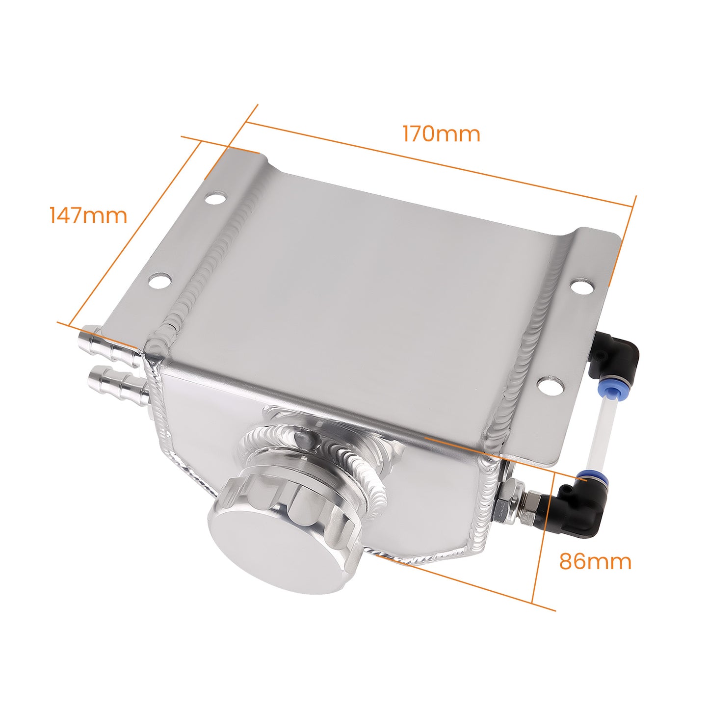 1000mL Silver Aluminum Coolant Radiator Overflow Recovery Water Tank Bottle 1L