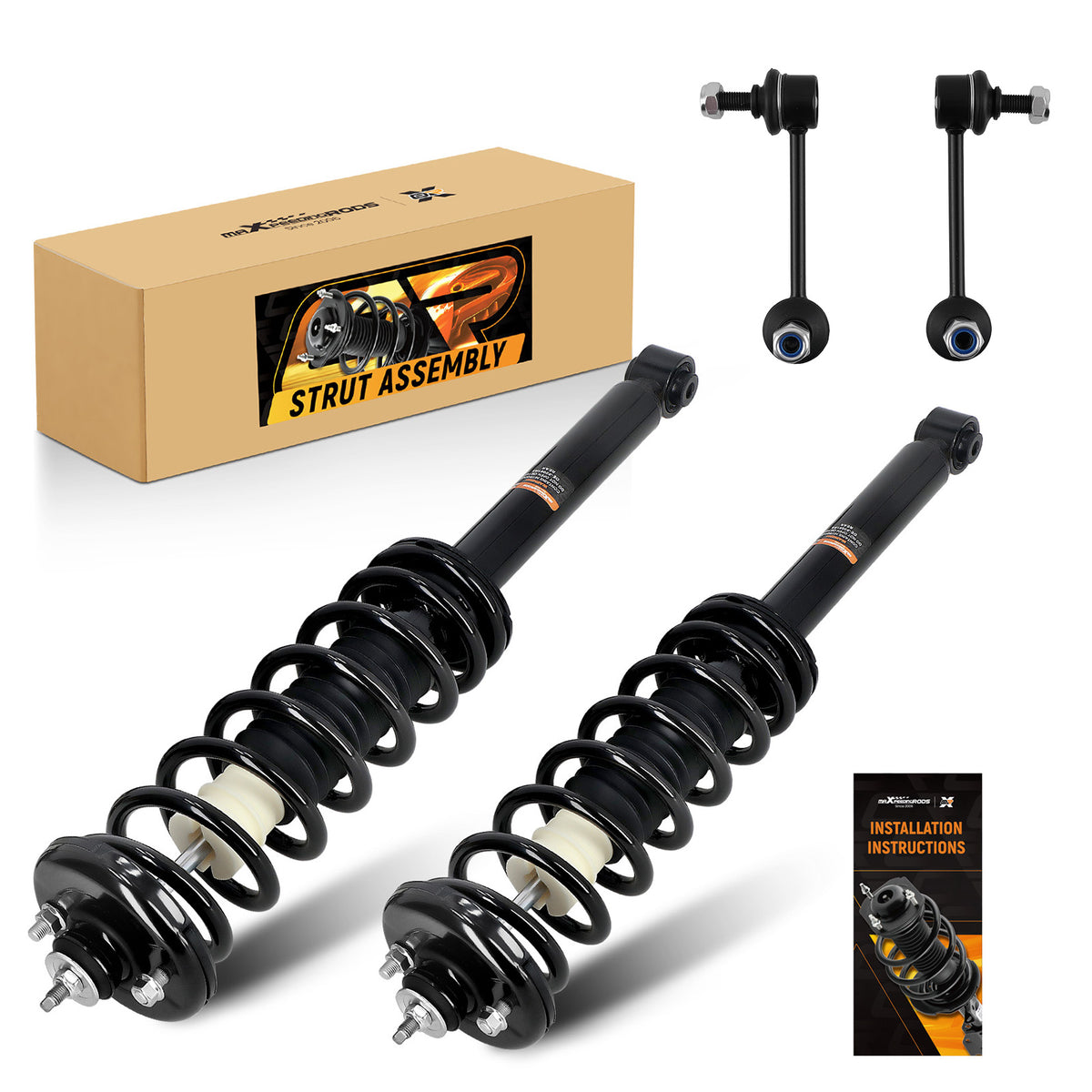 4pcs Rear Struts w/ Coil Spring + Sway Bar Links Kit compatible For Honda Accord 2003-2007