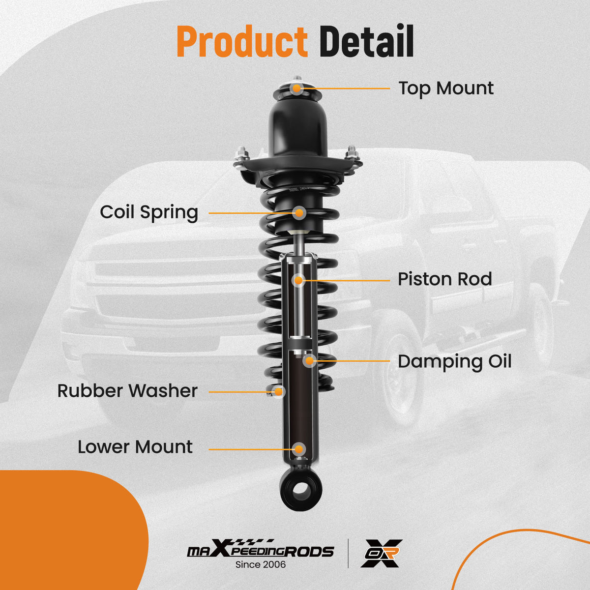 Rear Suspension Shock Absorber For 2003-2008 compatible For Toyota Corolla Matrix compatible For Pontiac Vibe