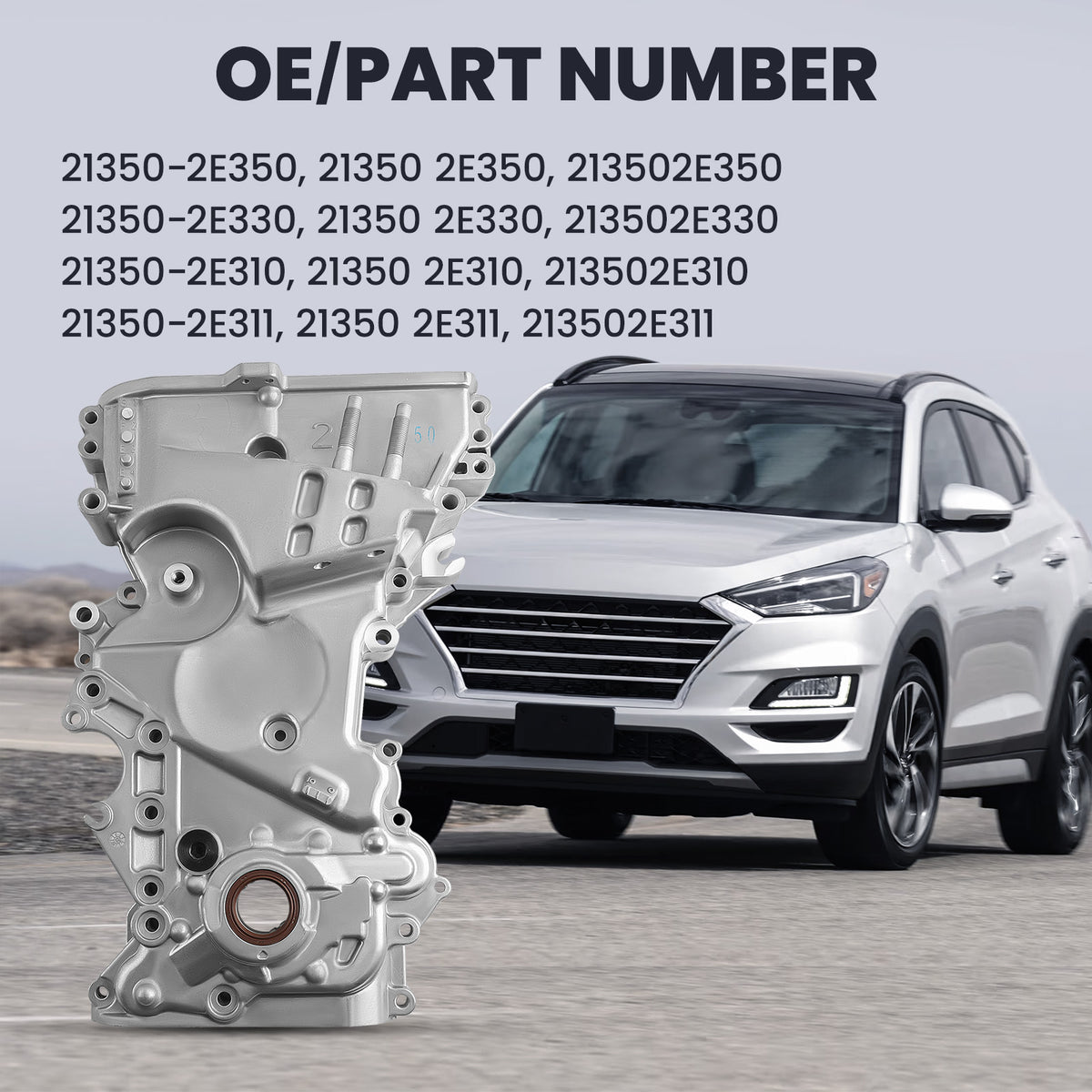 Timing Chain Cover Oil Pump For 2019-2014 compatible For Kia Soul 2.0L 213502E310, 213502E330