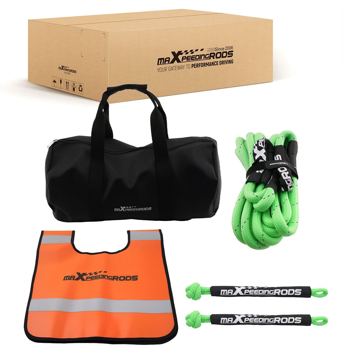 30ft Kinetic Recovery Rope + Winch Recovery damper +2*Soft Shackles 30864lb