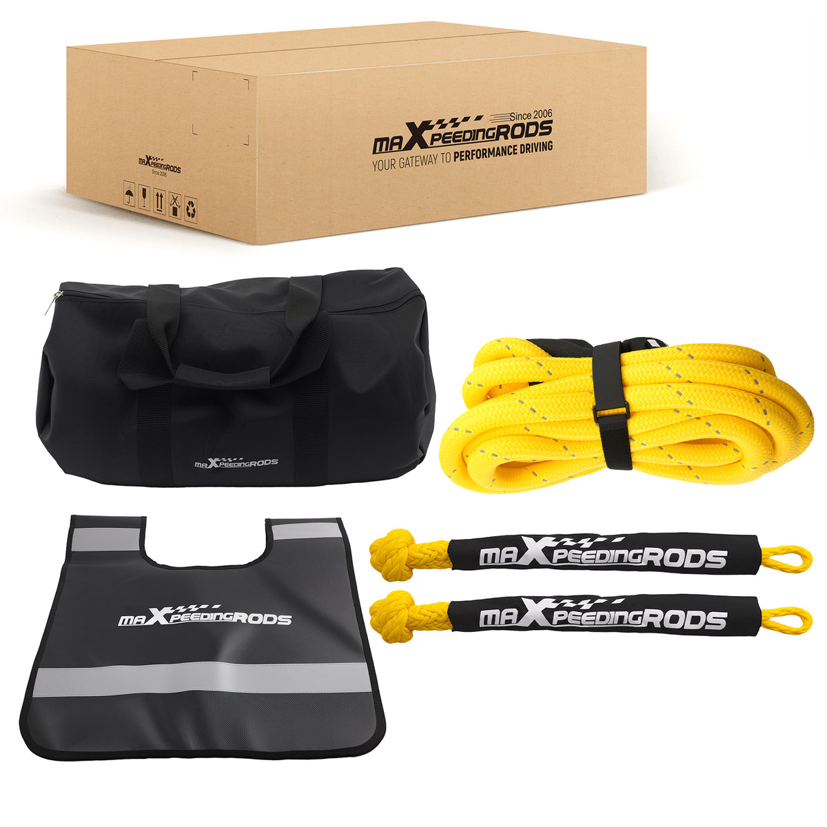 30864lb 30ft Kinetic Recovery Rope W/ Winch Recovery damper + 2*Soft Shackles