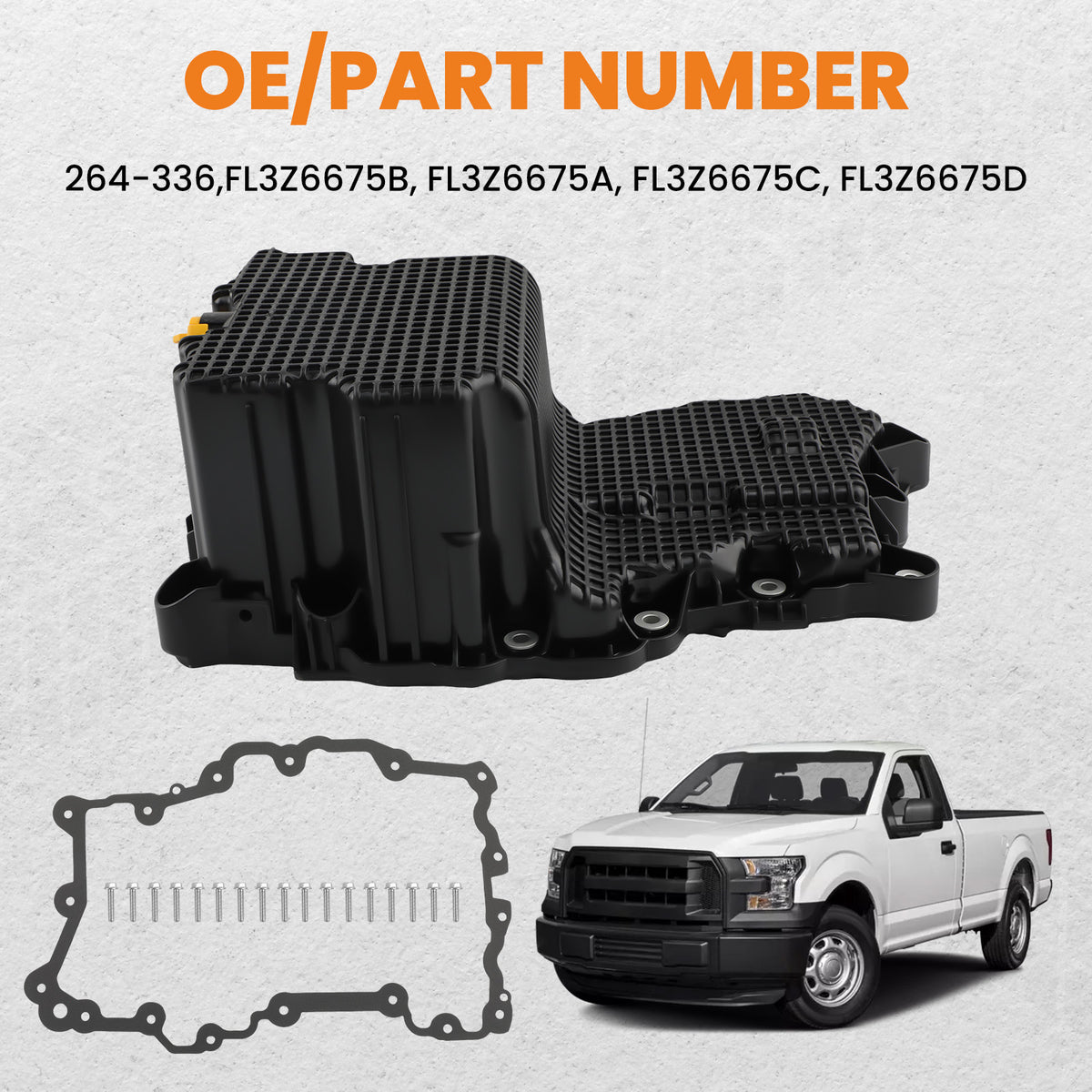 Engine Oil Pan Kit W/ Gasket For2015-18 compatible For Ford F150 2.7L V6 FL3Z-6675C 264336
