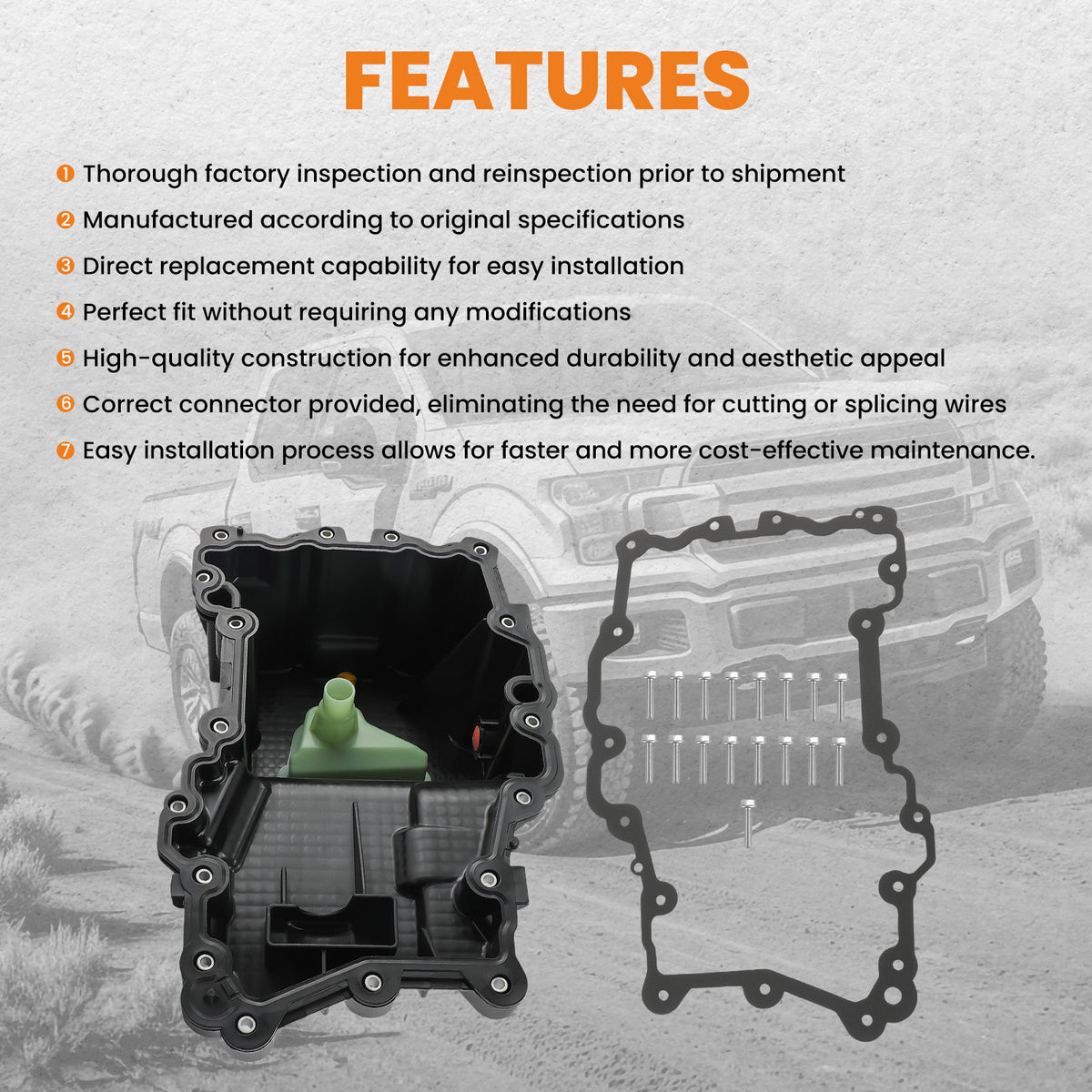 Engine Oil Pan Kit W/ Gasket For2015-18 compatible For Ford F150 2.7L V6 FL3Z-6675C 264336