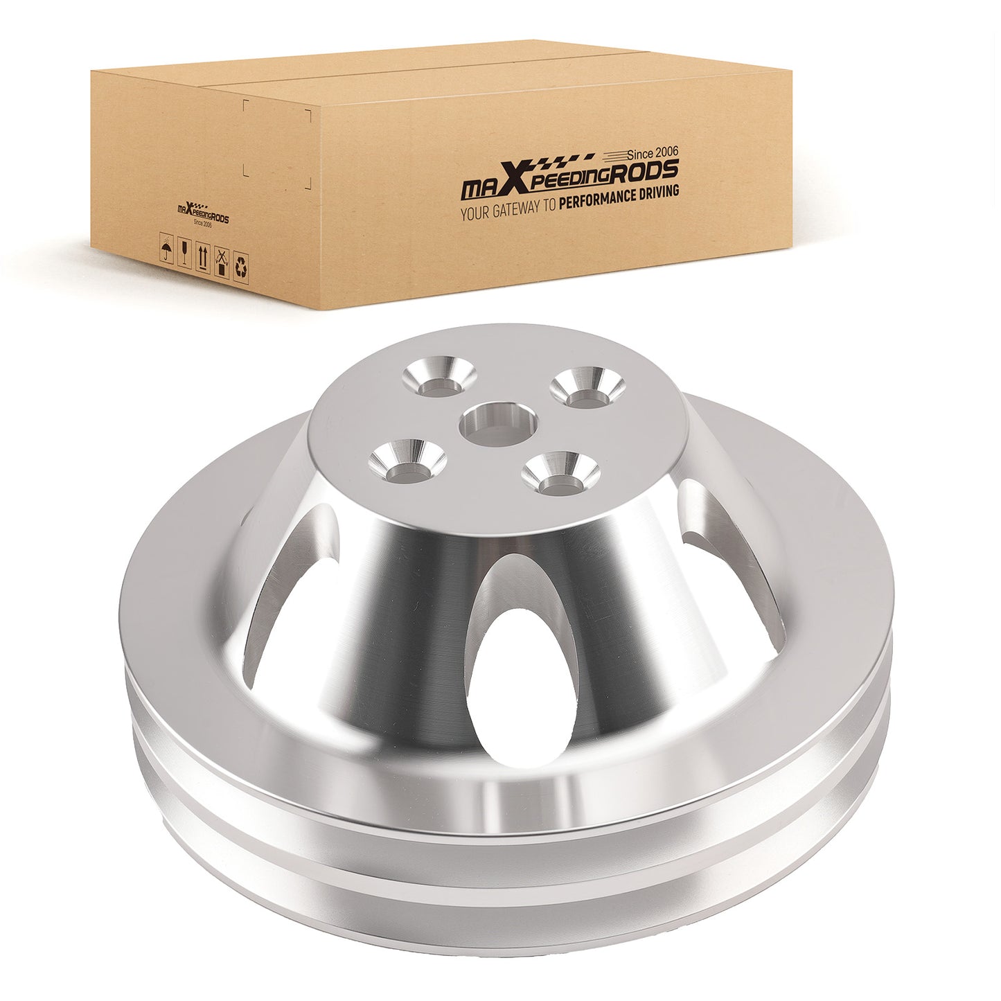 Chrome Direct Fit Pulley compatible For Chevy Big Block 396-454 Short Water Pump Style