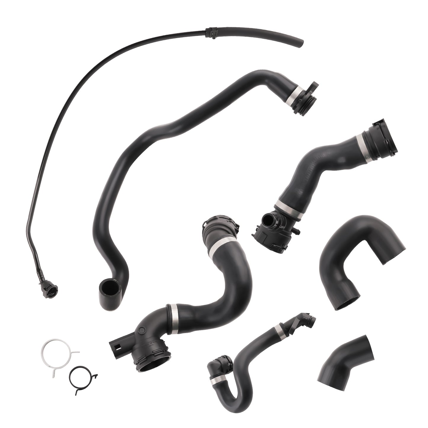 Radiator Coolant Water Hose Pipe Kit (7 Hoses) Compatible For BMW 2008-13 128i/2007-11 328i