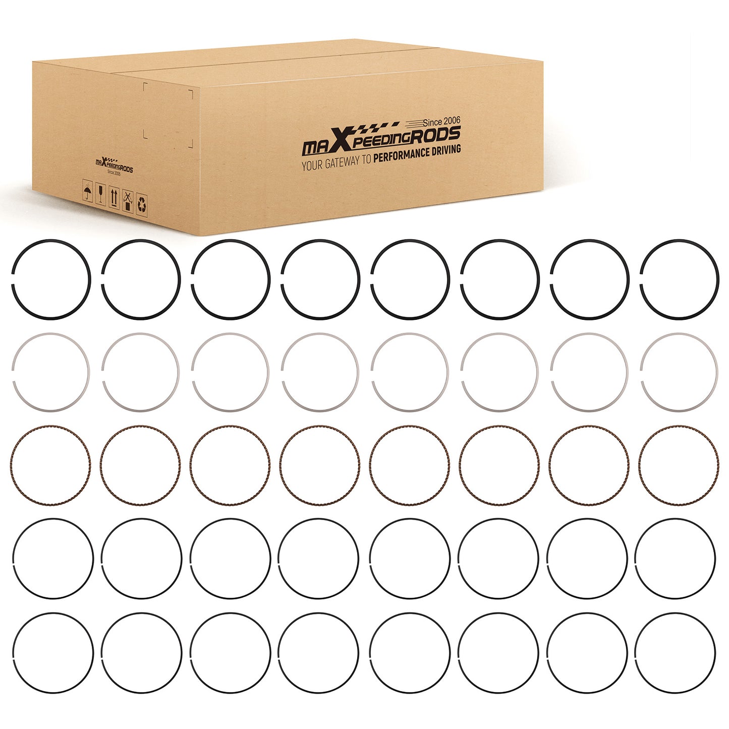 Standard Bore Moly Piston Rings Set For 1999-2013 compatible For Chevrolet Gen III IV 4.8L 5.3L