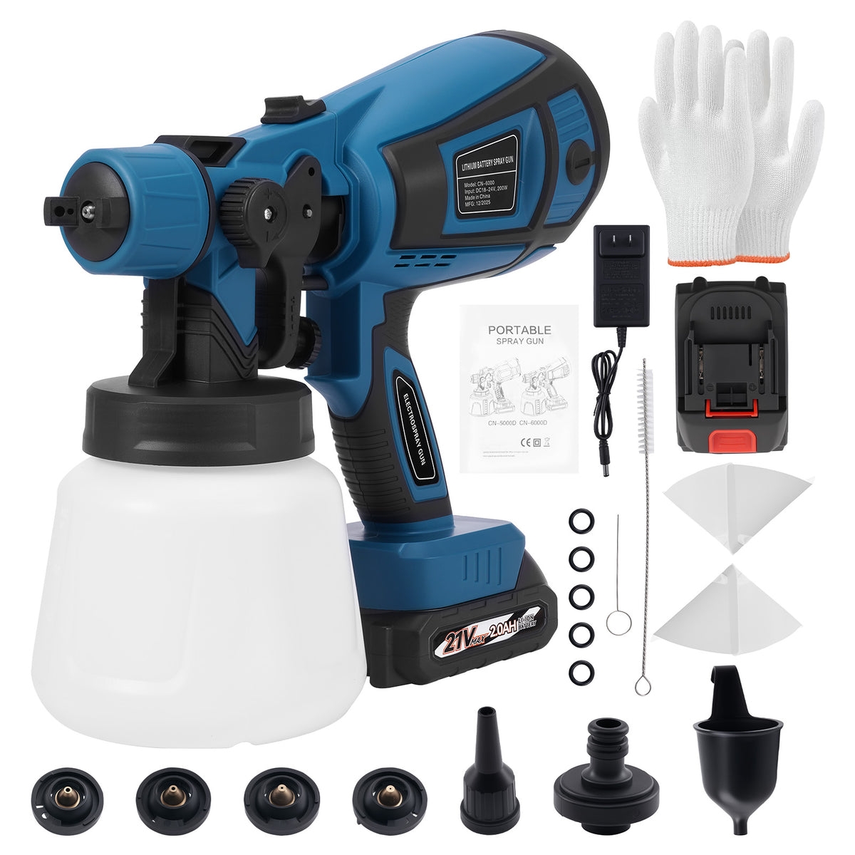 200W Electric Paint Sprayer Handheld HVLP Gun 4 Nozzles For Makita 21V Battery