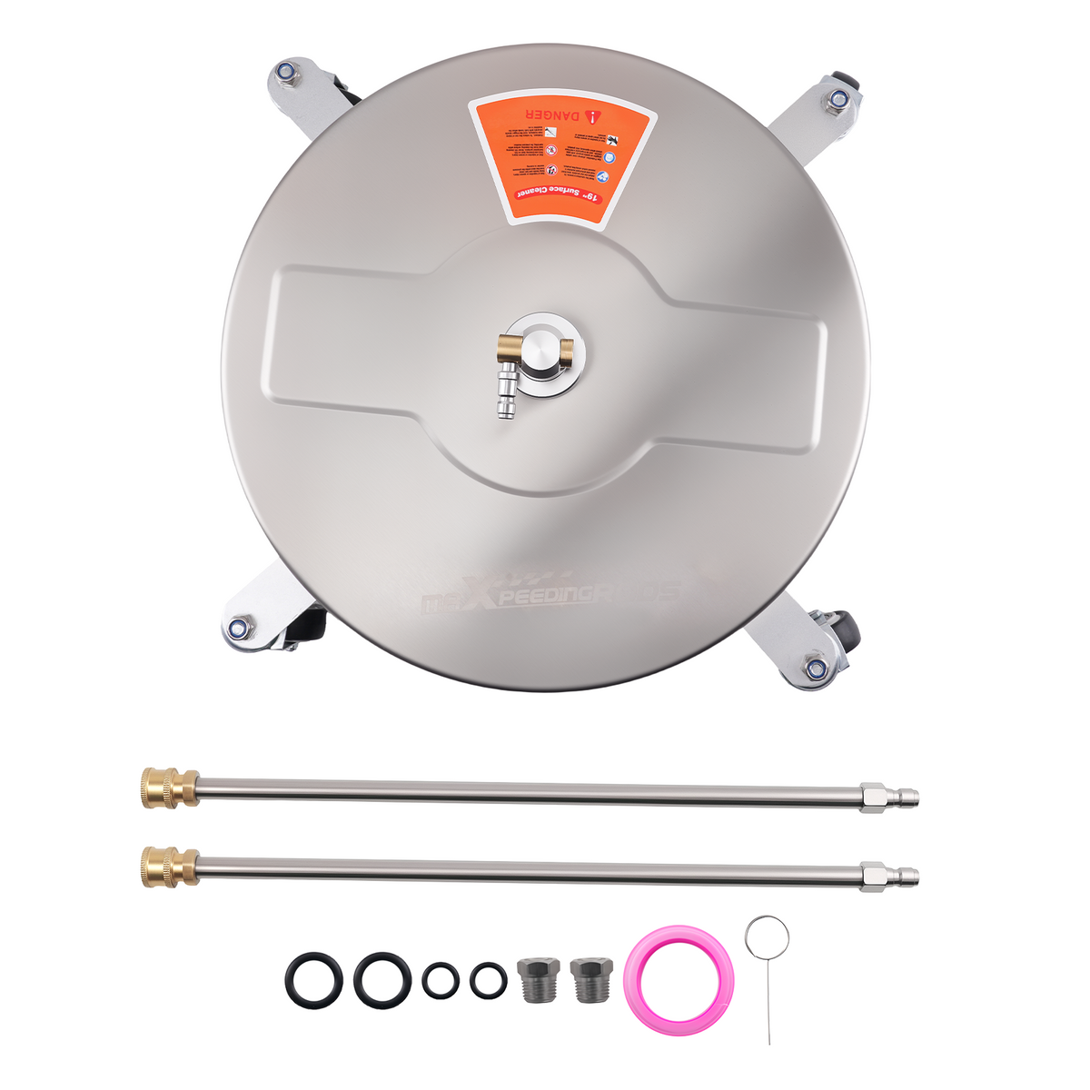19 Inch Pressure Washer Surface Cleaner 4200 PSI Stainless 1/4 Plug Wheels