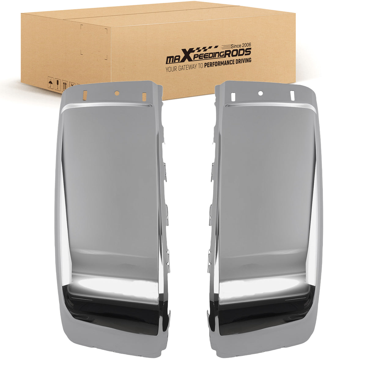 Bumper End Set compatible For Silverado 1500 LS 2007-2013 Steel Chrome 15284308 W/O Sensor
