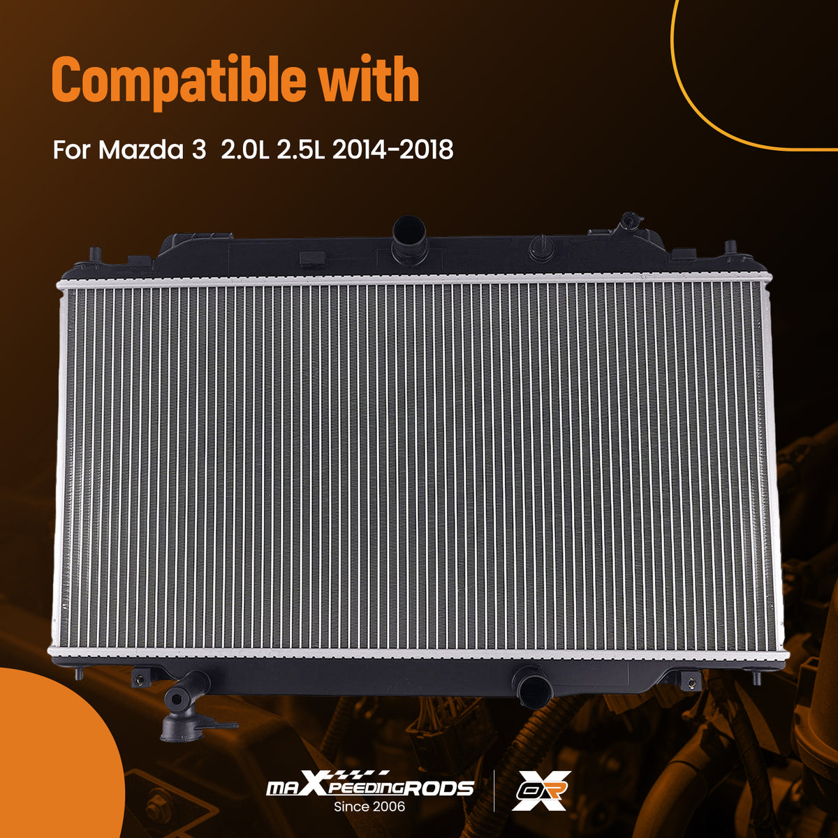 Aluminum Build Radiator compatible For Mazda 3 2.0L 2.5L 14-18 13404 Downflow Type