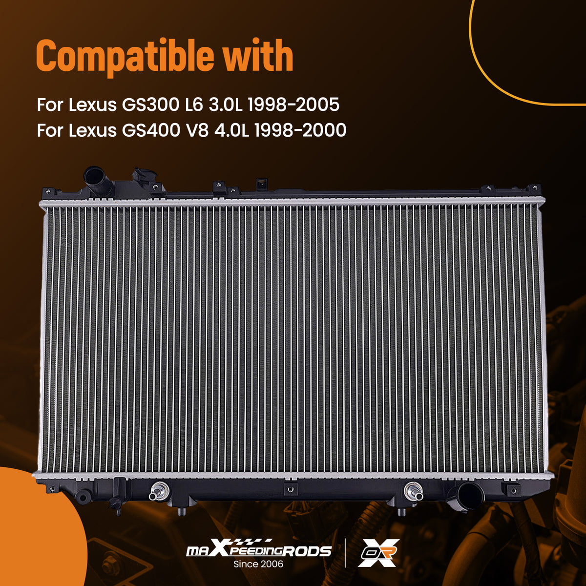 Aluminum Core Radiator compatible For Lexus GS300 GS400 1998-2005 1640046570 Single Row