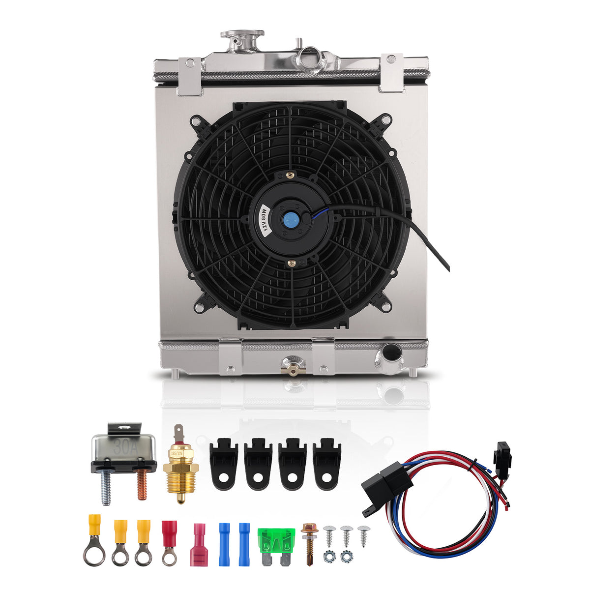 Aluminum Coolant Radiator compatible For Honda Civic EH EJ 1992-2000 MT+Shroud+Fan