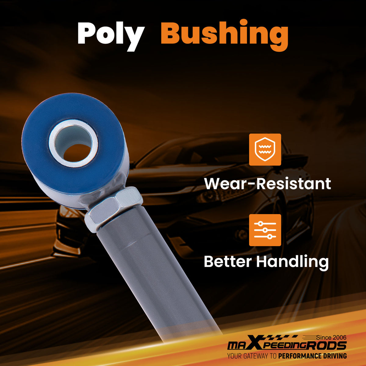 Adjustable Rear Strut Rods w/ Polyurethane Bushings compatible For Chevy Corvette 1963-1979