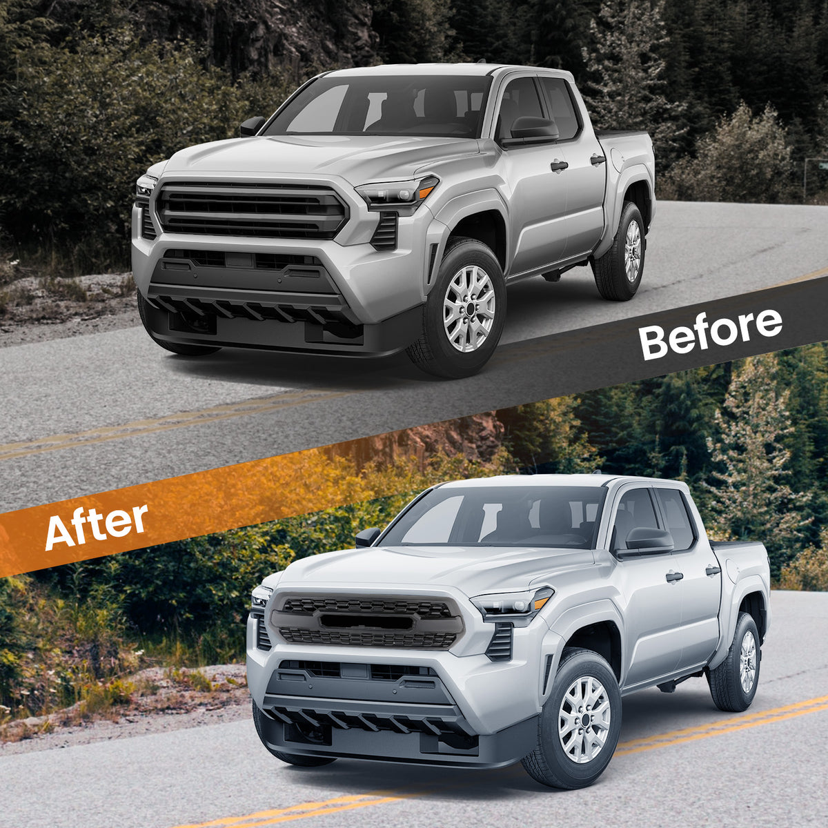Front Bumper Grille Mesh Grill compatible For Toyota Tacoma 2016-2023 Matte Black