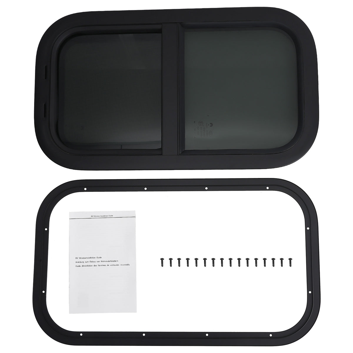 12 W x 22 H Vertical Sliding RV Window For RV/Camper/Trailer/Food Truck Black