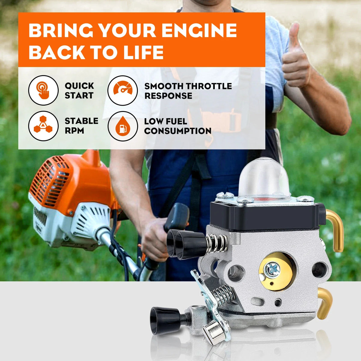 1set Hipa 4137 120 0606 Carburetor Kit, For Stihl FH75 FR85 FR85T FS75 FS80 FS85 Brushcutters FC75 Edgers HL75 HL75 K Hedge Trimmers