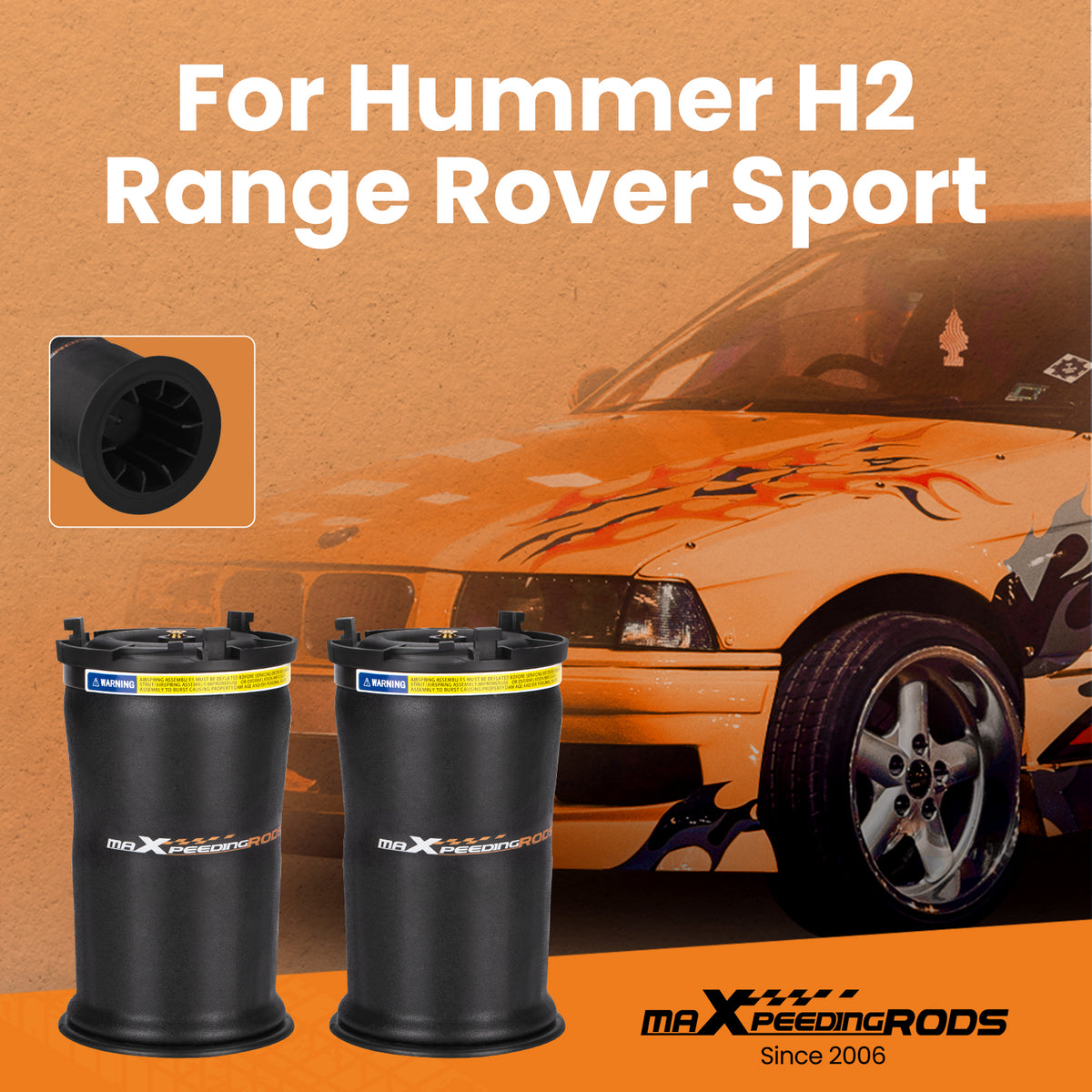 2x Rear Left+Right  Air Suspension Springs Bag compatible For Hummer H2 2003-2009 6.0L 6.2L