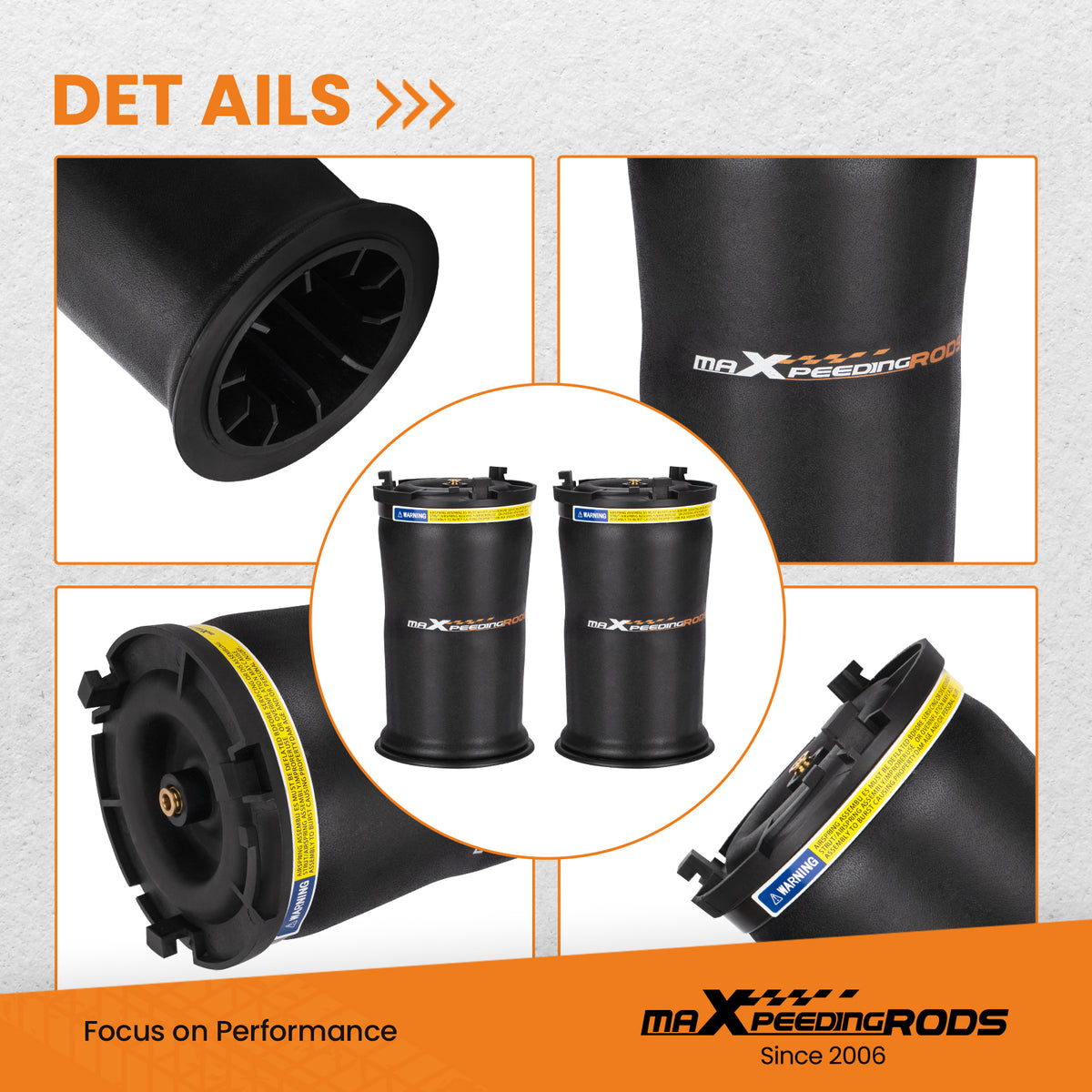 2x Rear Left+Right  Air Suspension Springs Bag compatible For Hummer H2 2003-2009 6.0L 6.2L