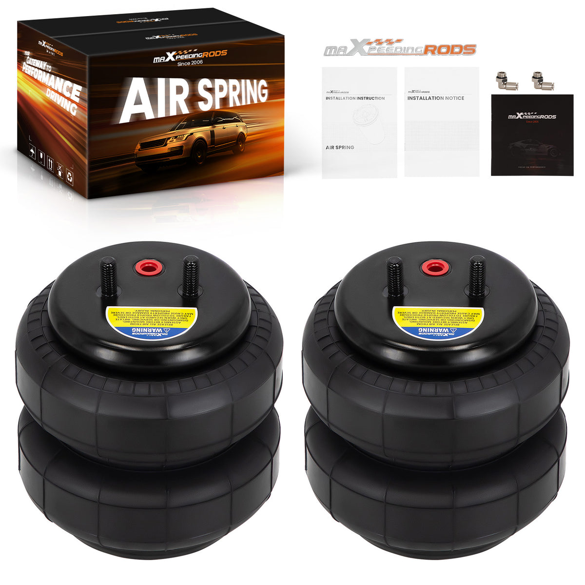 2x Universal 2500lbs Air Spring Bags compatible For Ford F-150/F-250/F-350 W21-760-6781