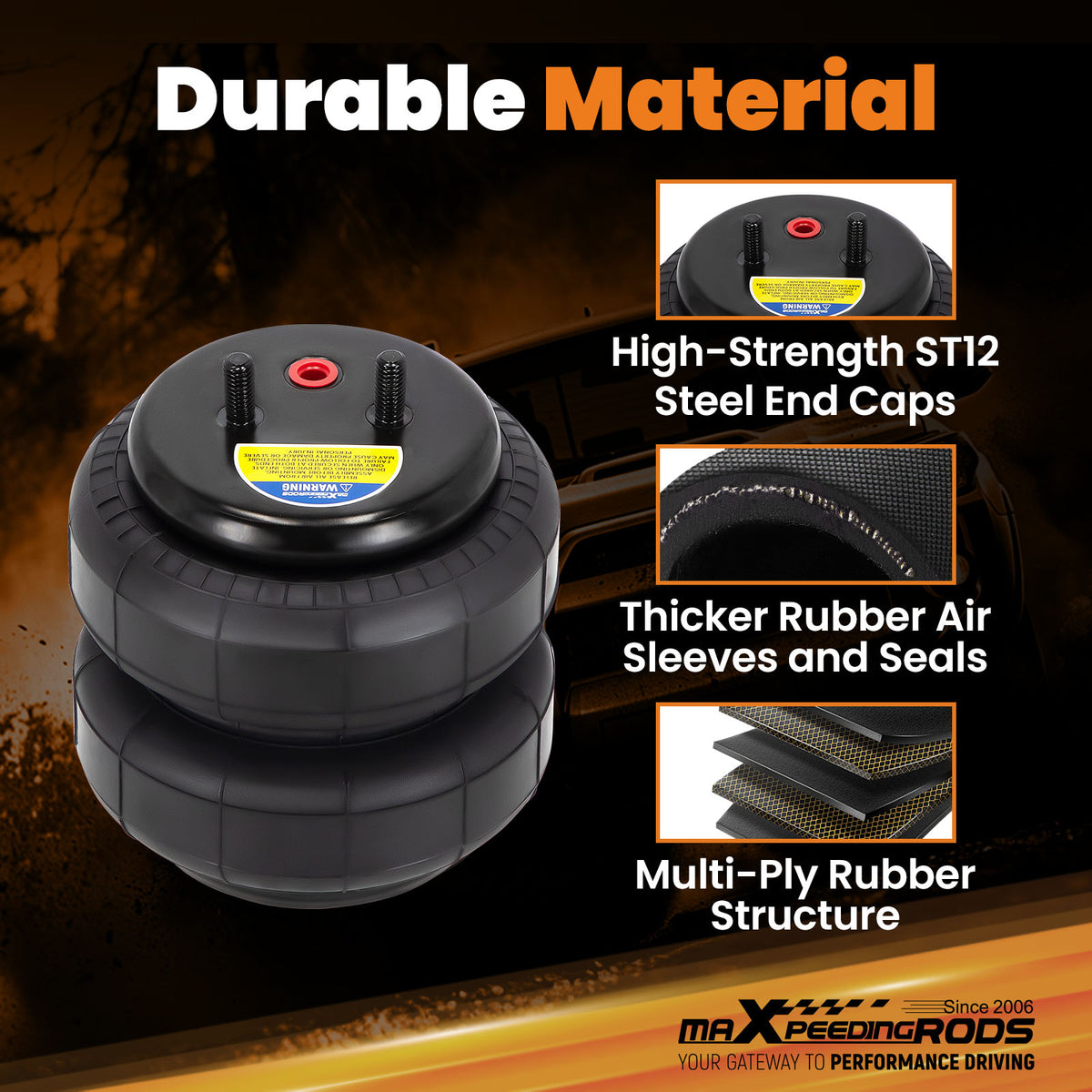 2x Universal 2500lbs Air Spring Bags compatible For Ford F-150/F-250/F-350 W21-760-6781