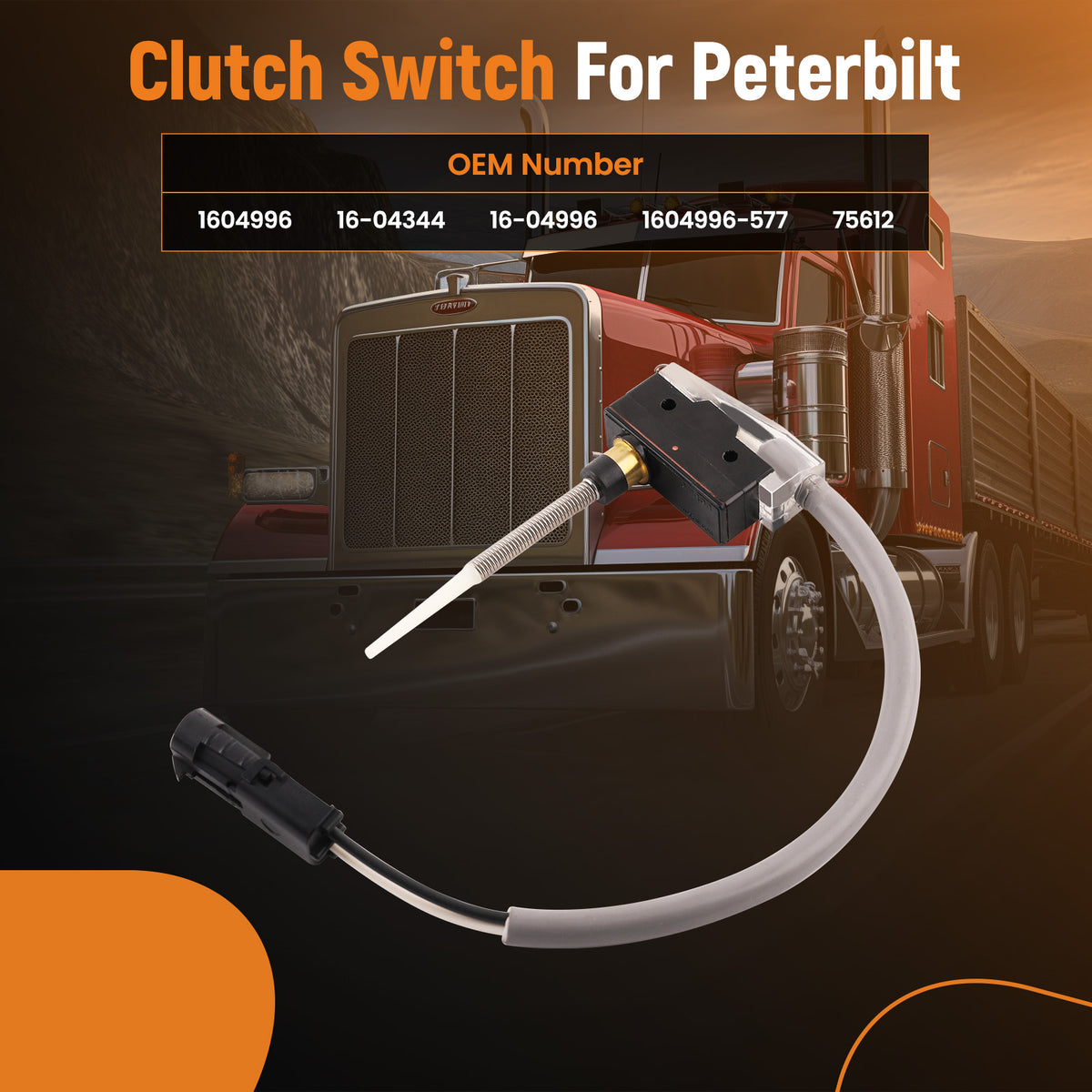 Clutch Switch compatible For Peterbilt 378 379 388 389 Truck 1986-2007 16-04344 16-04996