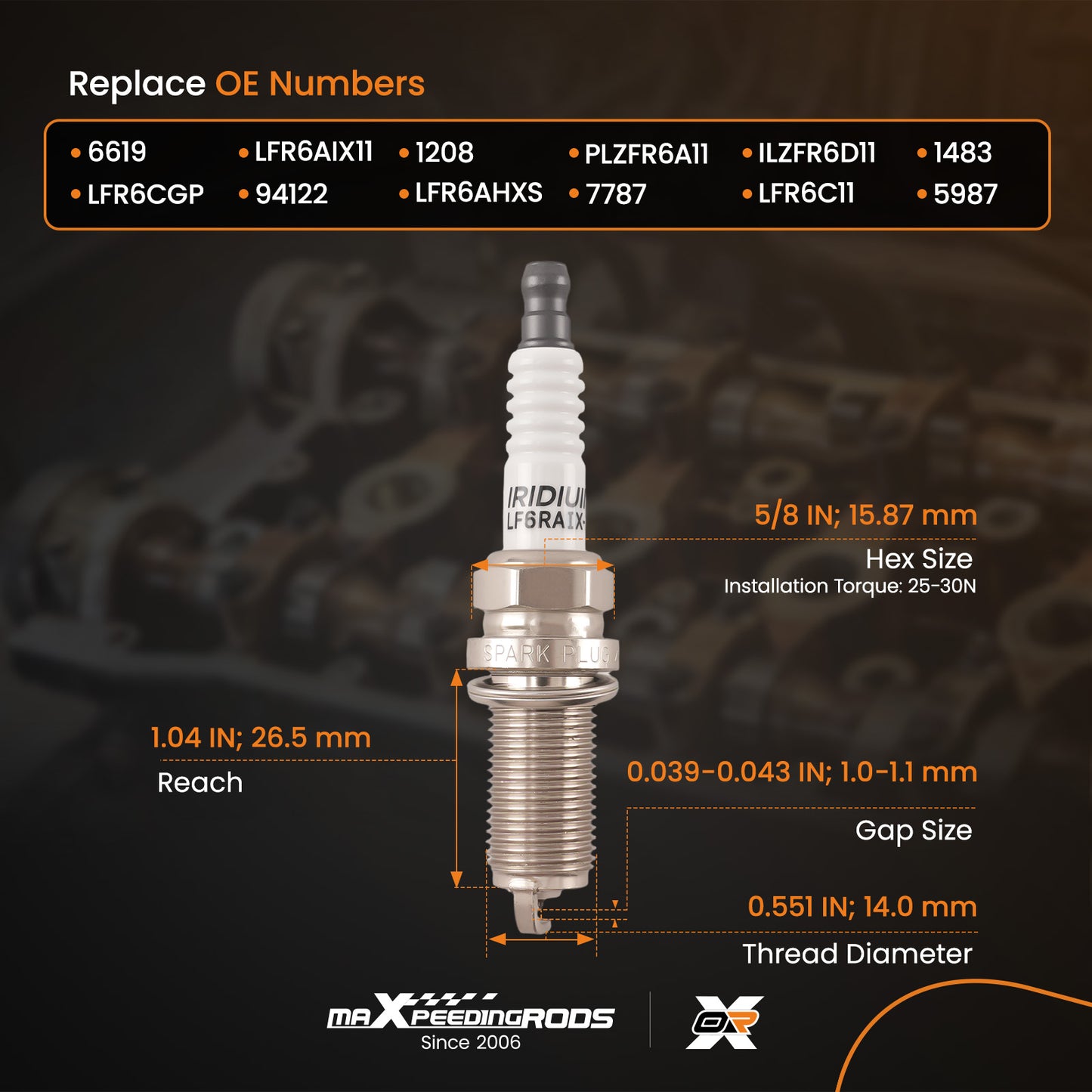 8PC Iridium Spark Plugs compatible For Toyota Tundra 2007-2020  V8 5.7L LFR6AIX-11