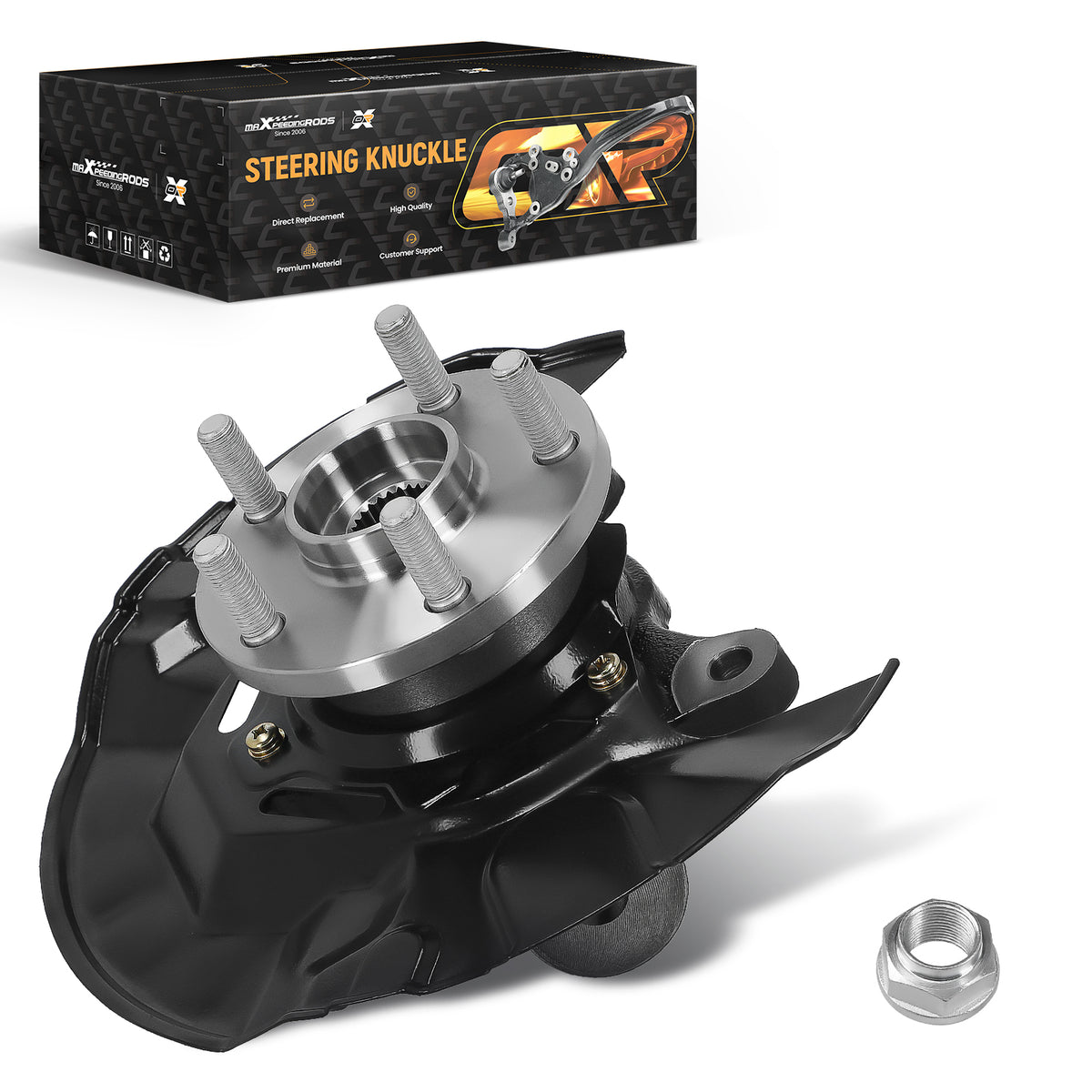 Front RH Steering Knuckle Wheel Hub Bearing compatible For Toyota Matrix 4-Wheel ABS 07-08