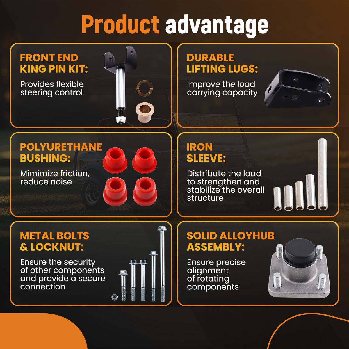 Front End Repair Kit w/ Control Arm Bushing For Club CarPrecedent 2004-up