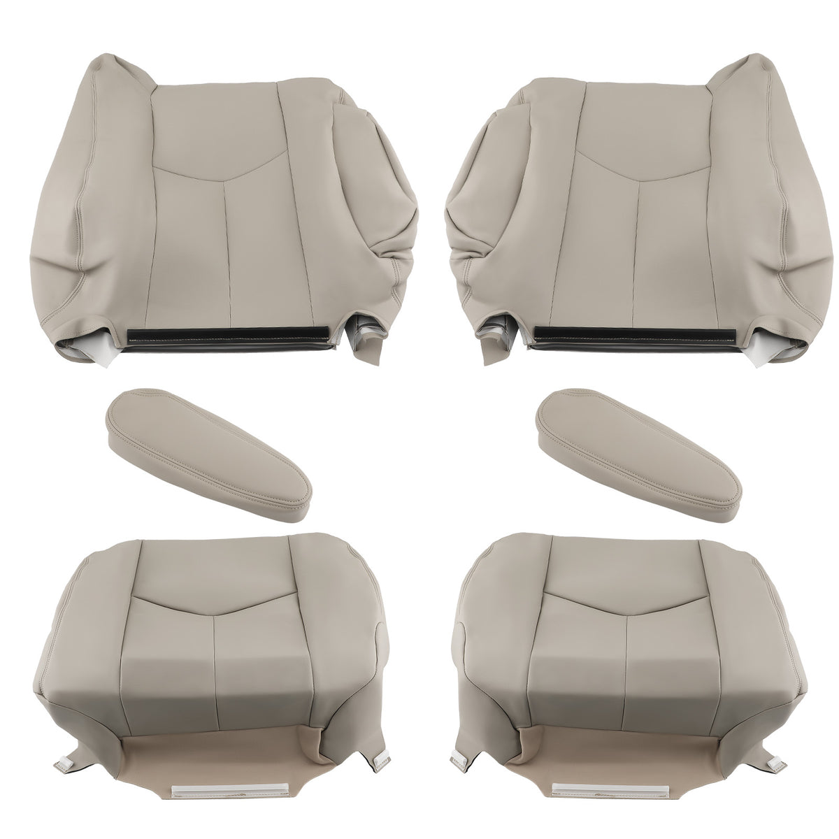 Front Leather compatible For Seat Cover Light Tan compatible For Chevy Tahoe GMC Yukon 2003-05-2006