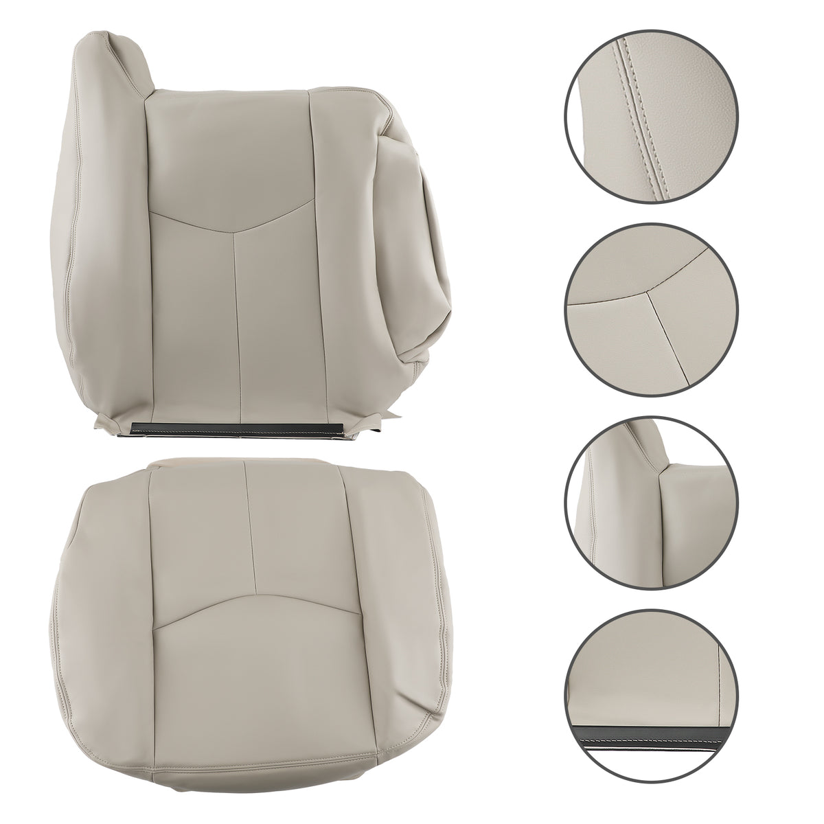 Front Leather compatible For Seat Cover Light Tan compatible For Chevy Tahoe GMC Yukon 2003-05-2006