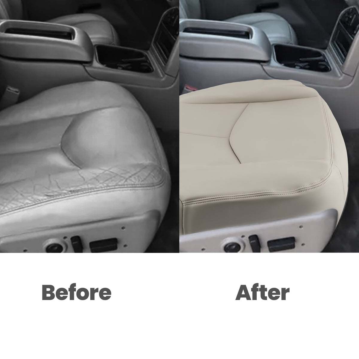 Front Leather compatible For Seat Cover Light Tan compatible For Chevy Tahoe GMC Yukon 2003-05-2006