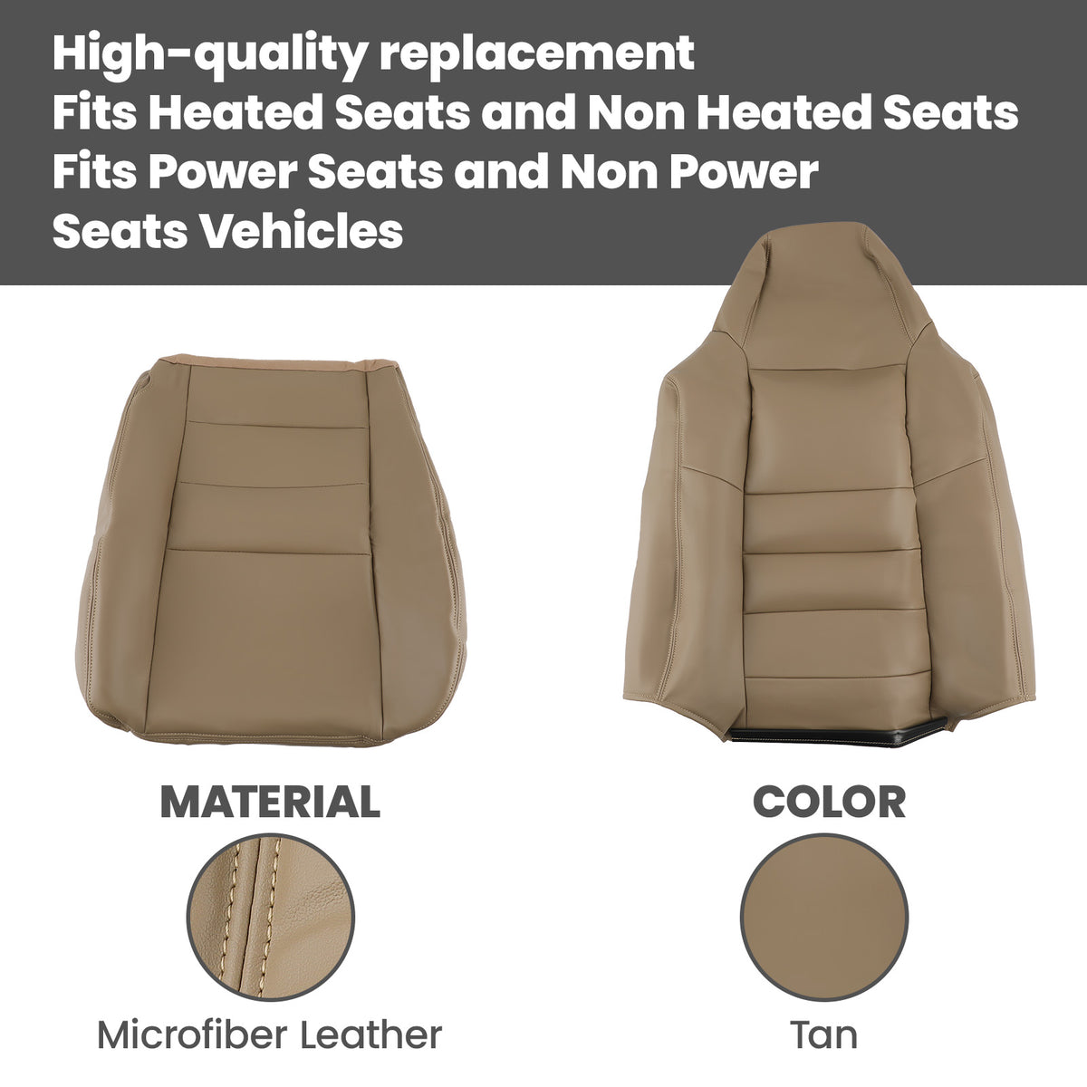 DriverPassenger compatible For Seat Cover Tan compatible For Ford F250 F350 compatible For Super Duty Lariat 2002-2007