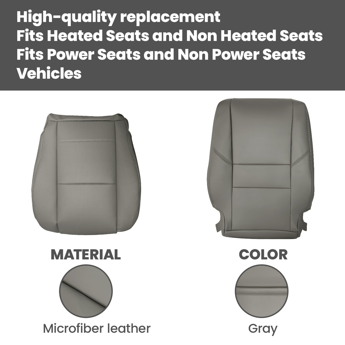 4pcs Leather compatible For Seat CoverGray compatible For Toyota Sequoia 2000 2001 2002 2003 2004-2007