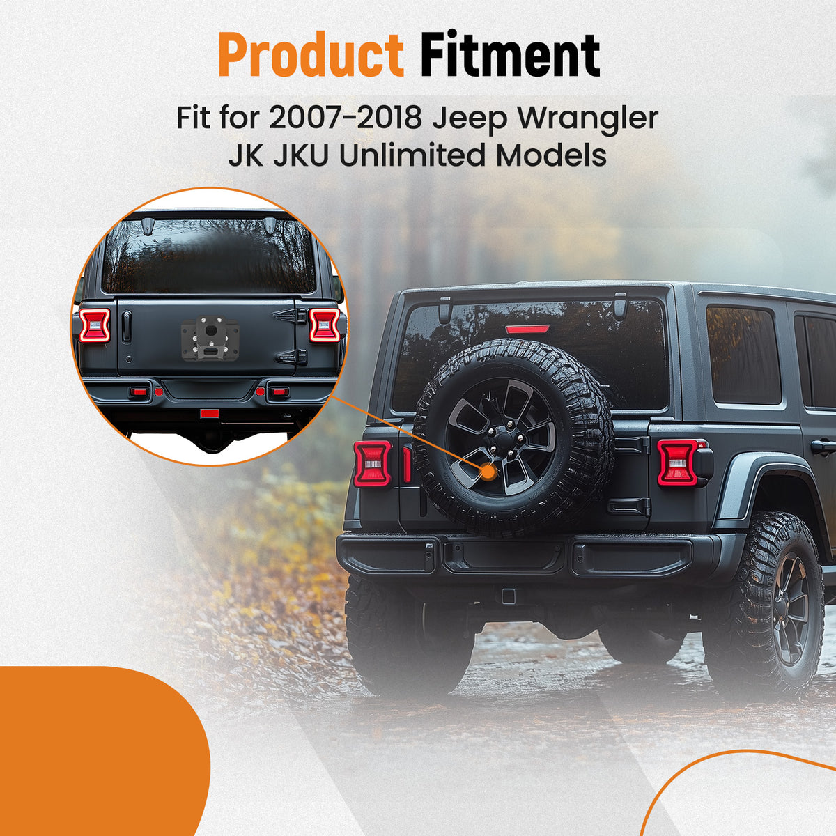 Spare Tire Carrier Steel compatible For Jeep Wrangler JK JKU Unlimited Adjustable 2007-2018