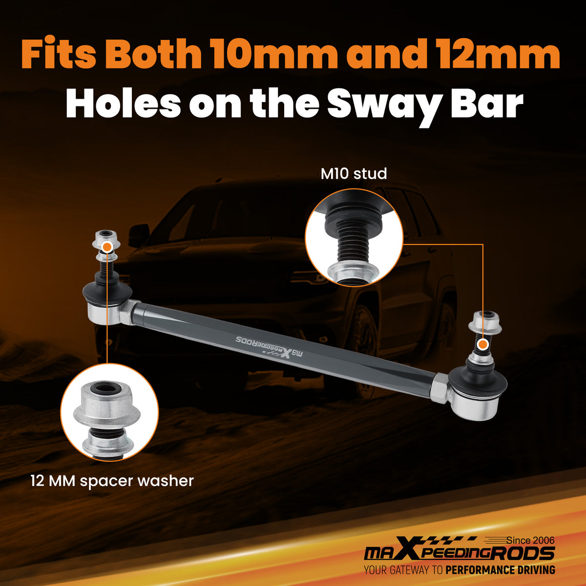Pair Adjustable Front Sway Bar End Link 280-330mm compatible For Honda Civic 2016 2017-2019