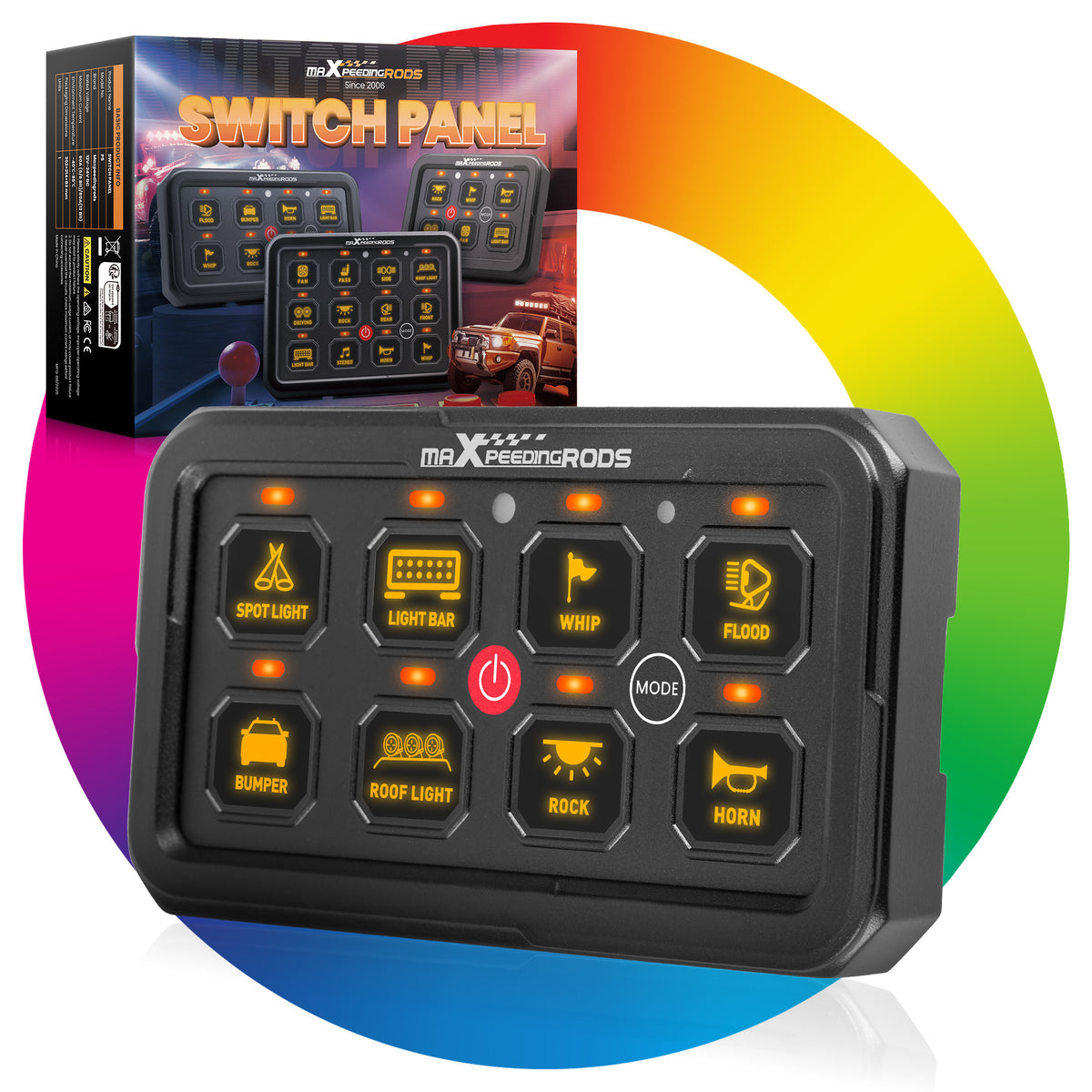 8 Gang RGB Touch Panel For Vehicle Car Pickup UTV ATV Marine Universal 12V-24V