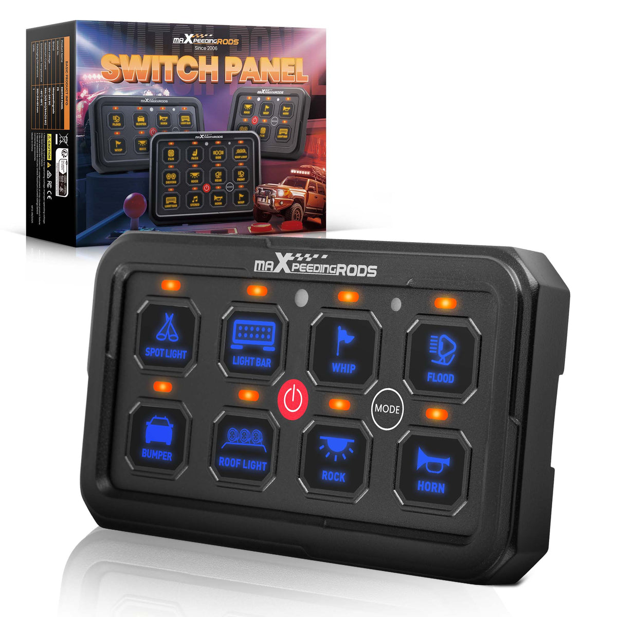 Touch Switch Panel 8 Gang For Universal Pickup UTV ATV 60A Auto Dimming Control