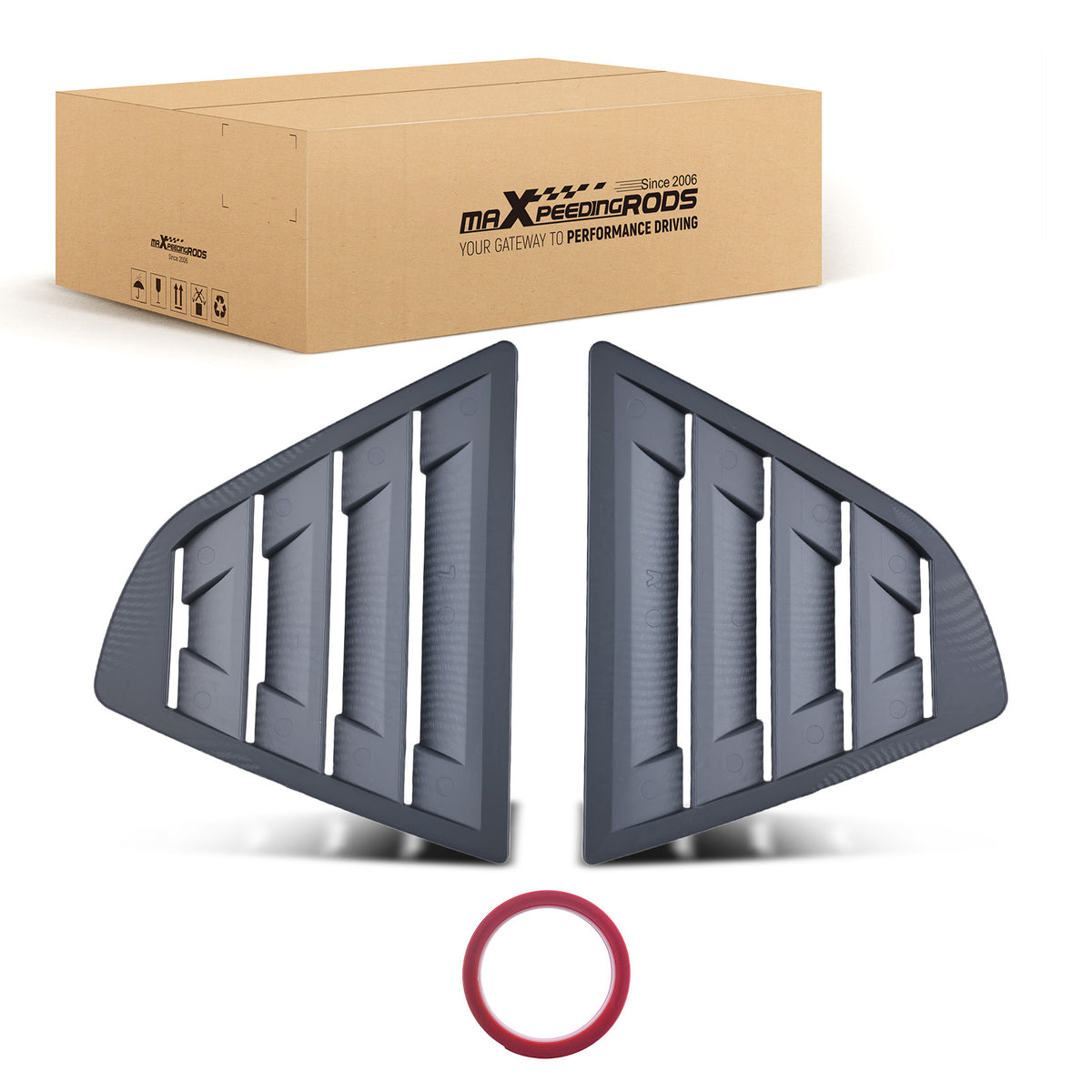 Carbon Fiber Look Quarter Window Louvers ABS compatible For Toyota Camry 2018-2024 Painted