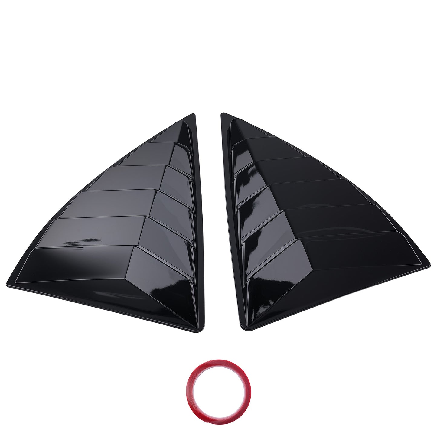 Car Side Window Louvers compatible for Chevy Camaro 2010-2015 Quarter ABS Gloss Black