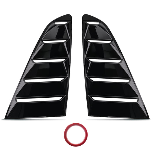 ABS Black Side Window Louvers compatible for Ford Mustang 2-DR Coupe 2015-2020