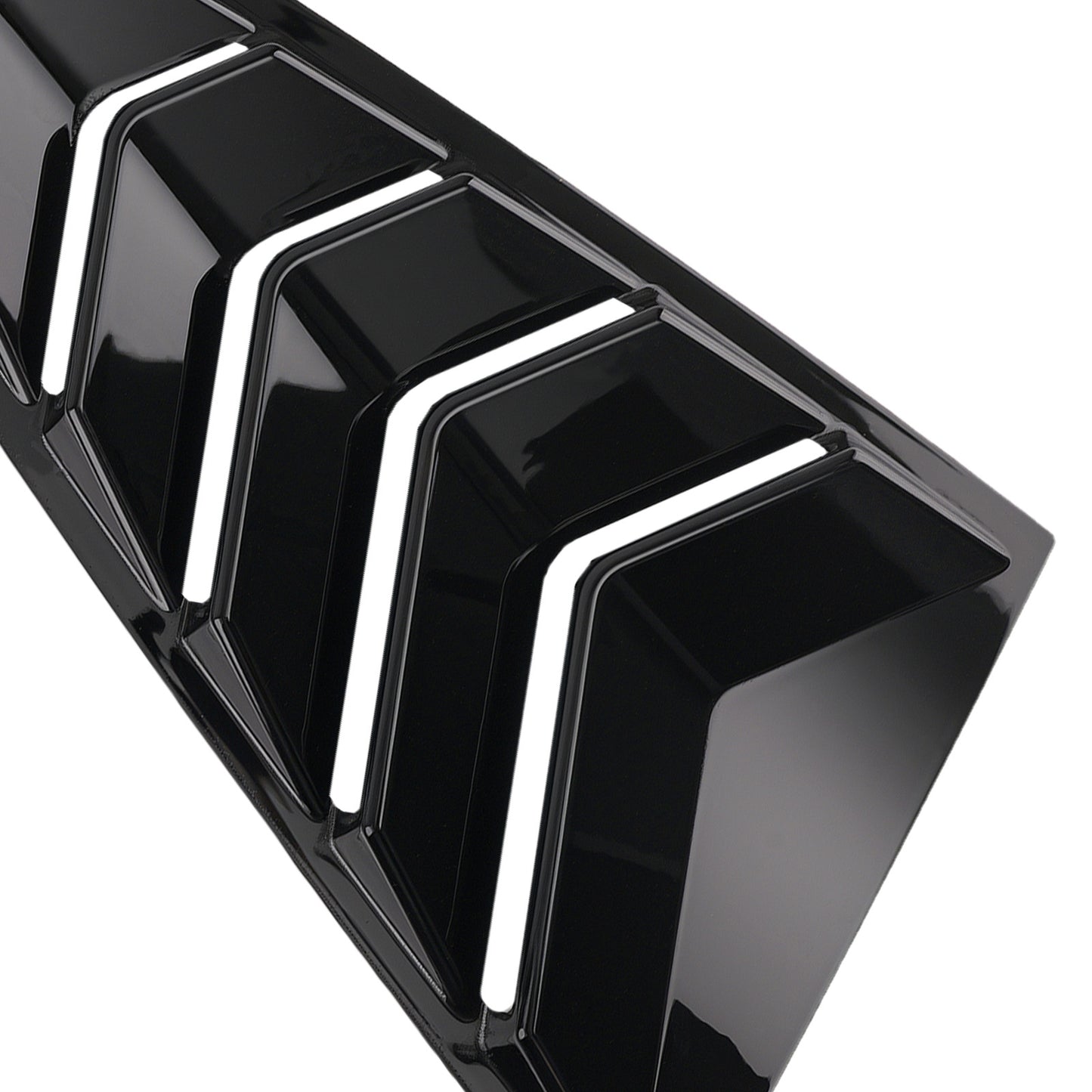 ABS Black Side Window Louvers compatible for Ford Mustang Coupe 2-DR 2015-2022 Gloss